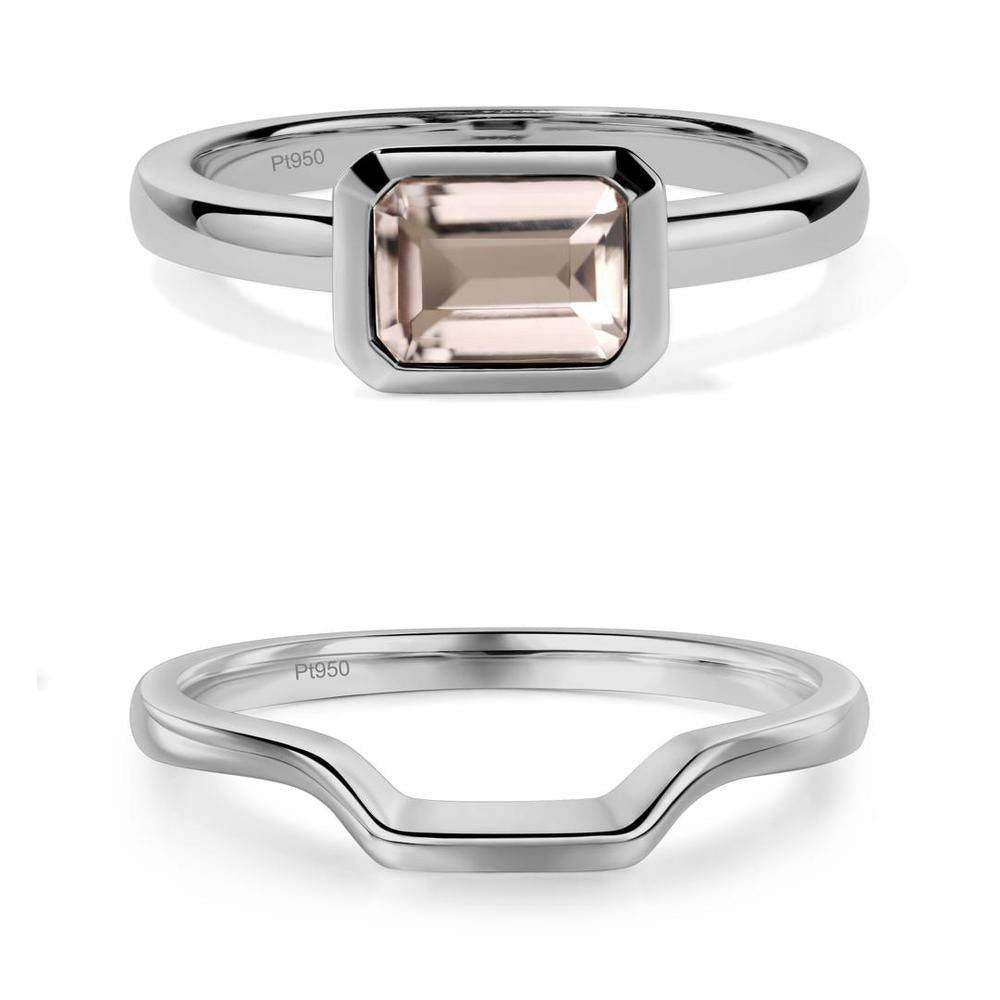 East West Emerald Cut Morganite Bezel Ring - LUO Jewelry #metal_xxxxx