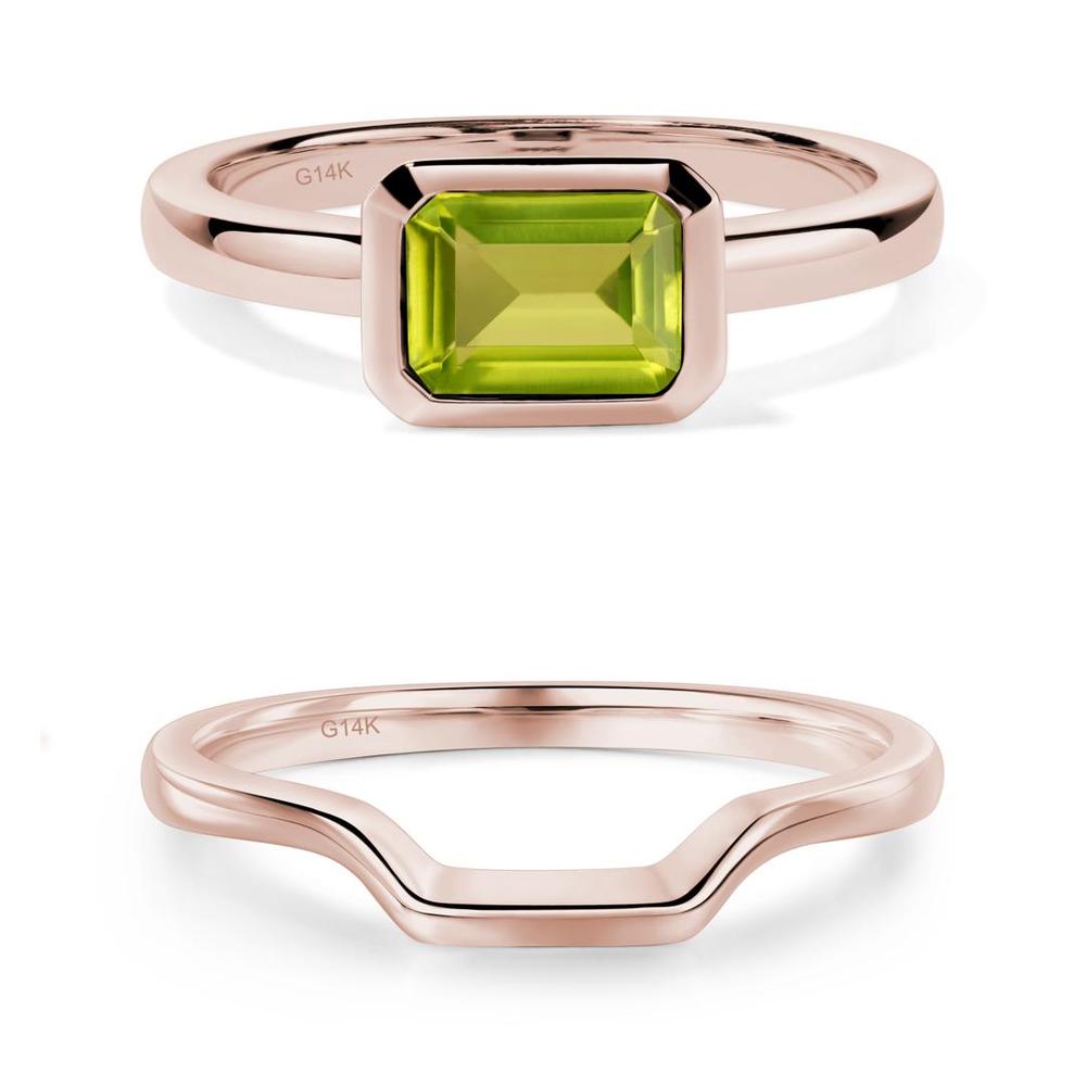 Peridot Bezel Emerald Cut Engagement Ring - LUO Jewelry #metal_xxxxx