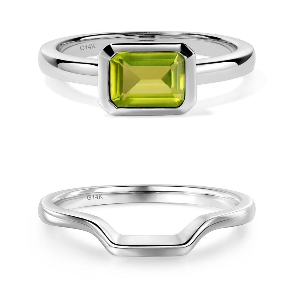 Peridot Bezel Emerald Cut Engagement Ring - LUO Jewelry #metal_xxxxx