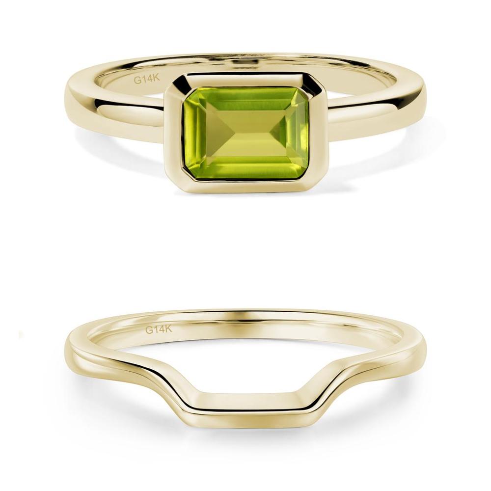 Peridot Bezel Emerald Cut Engagement Ring - LUO Jewelry #metal_xxxxx