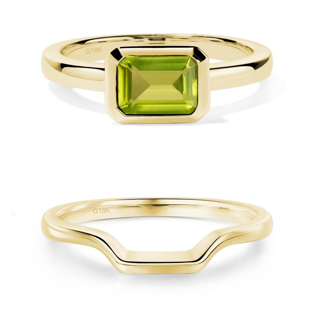 Peridot Bezel Emerald Cut Engagement Ring - LUO Jewelry #metal_xxxxx