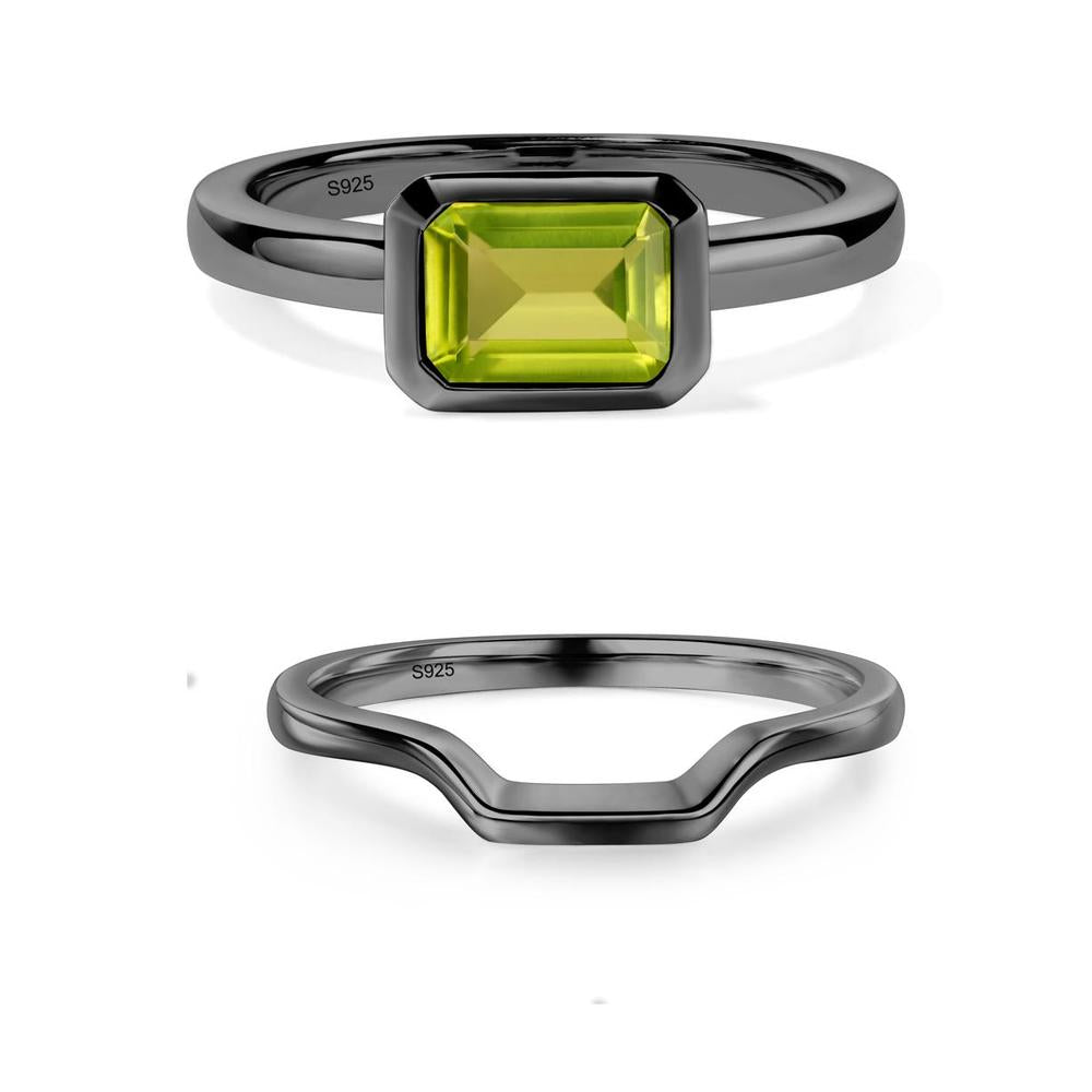 Peridot Bezel Emerald Cut Engagement Ring - LUO Jewelry #metal_xxxxx