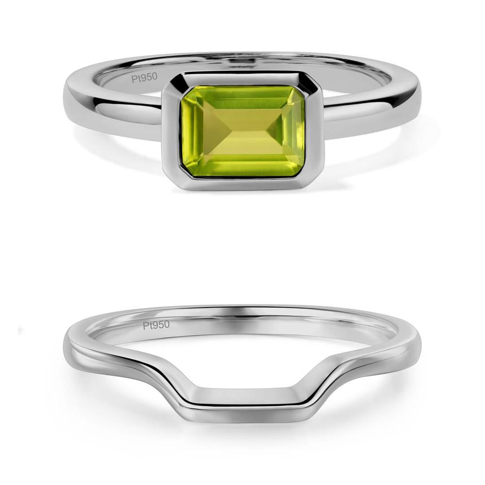 Peridot Bezel Emerald Cut Engagement Ring - LUO Jewelry #metal_xxxxx