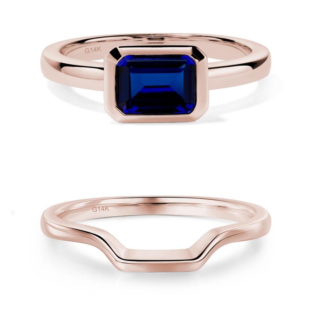 East West Emerald Cut Sapphire Bezel Ring - LUO Jewelry #metal_xxxxx