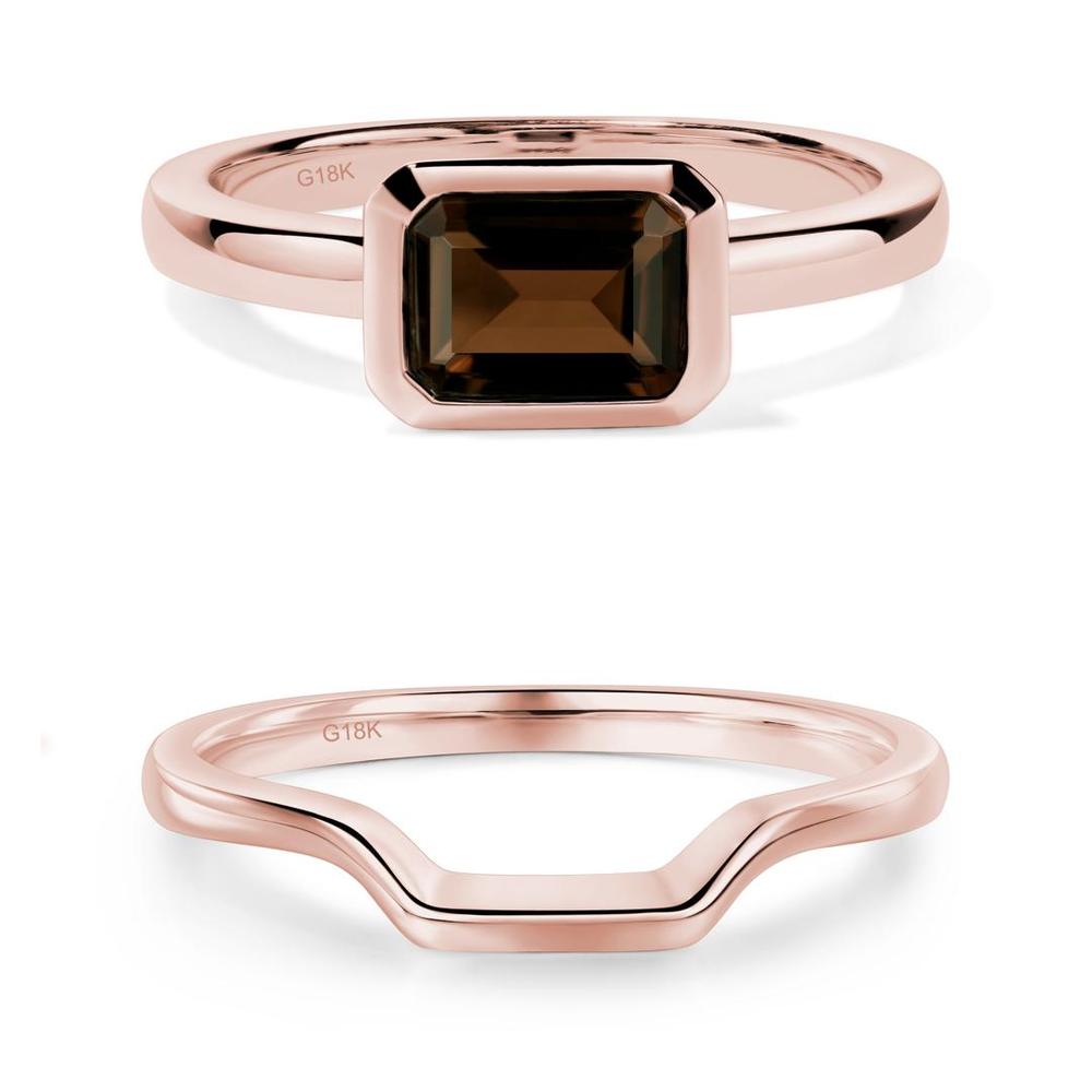 Smoky Quartz Bezel Emerald Cut Engagement Ring - LUO Jewelry #metal_xxxxx