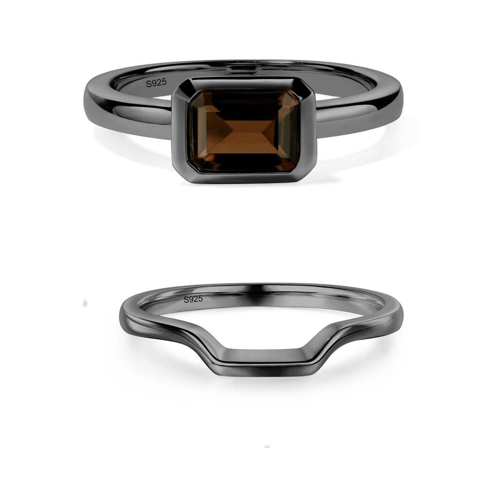 Smoky Quartz Bezel Emerald Cut Engagement Ring - LUO Jewelry #metal_xxxxx