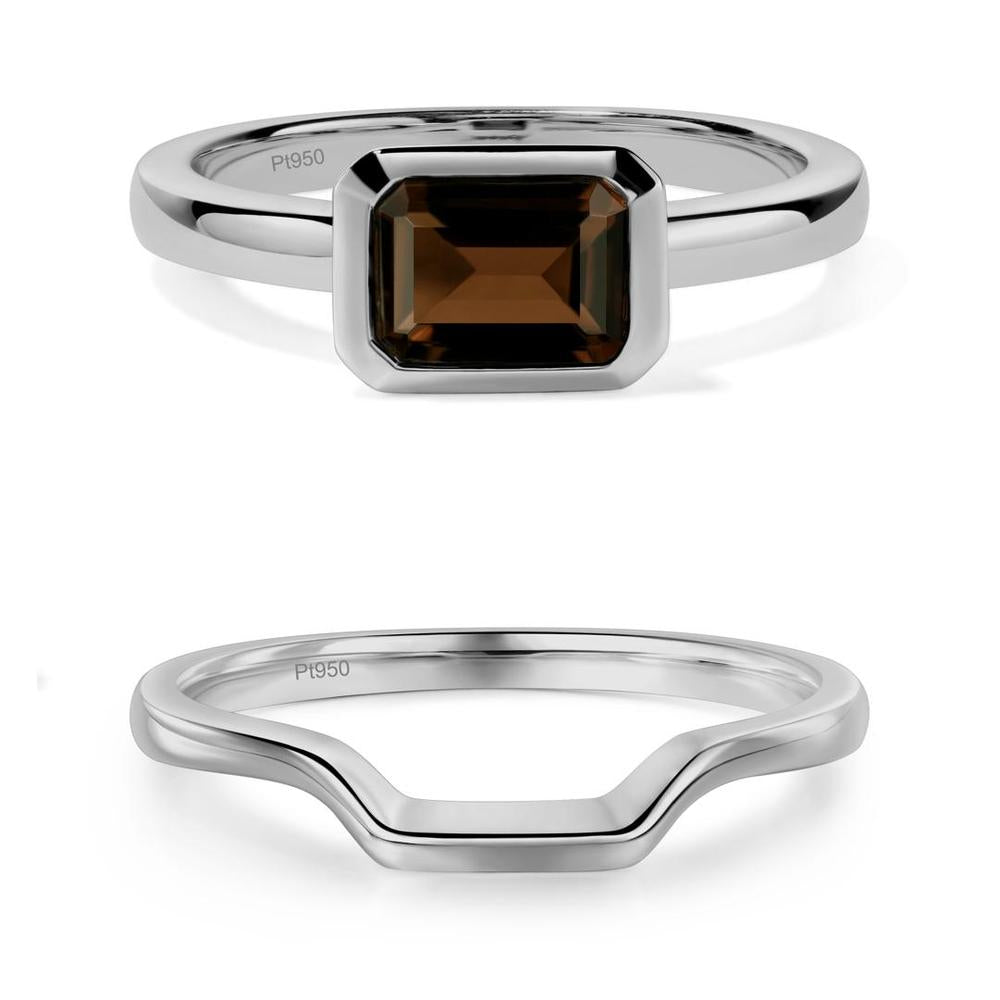 Smoky Quartz Bezel Emerald Cut Engagement Ring - LUO Jewelry #metal_xxxxx