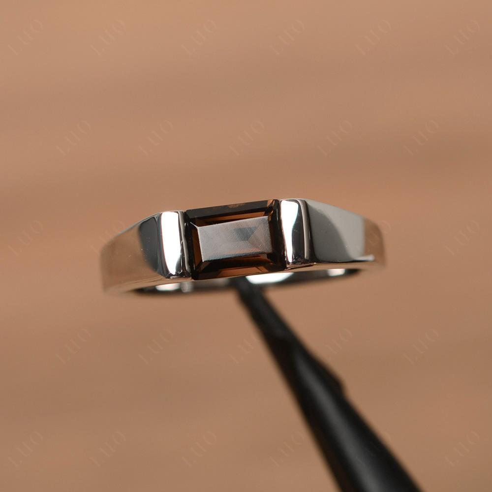 Horizontal Smoky Quartz Gender Neutral Ring - LUO Jewelry