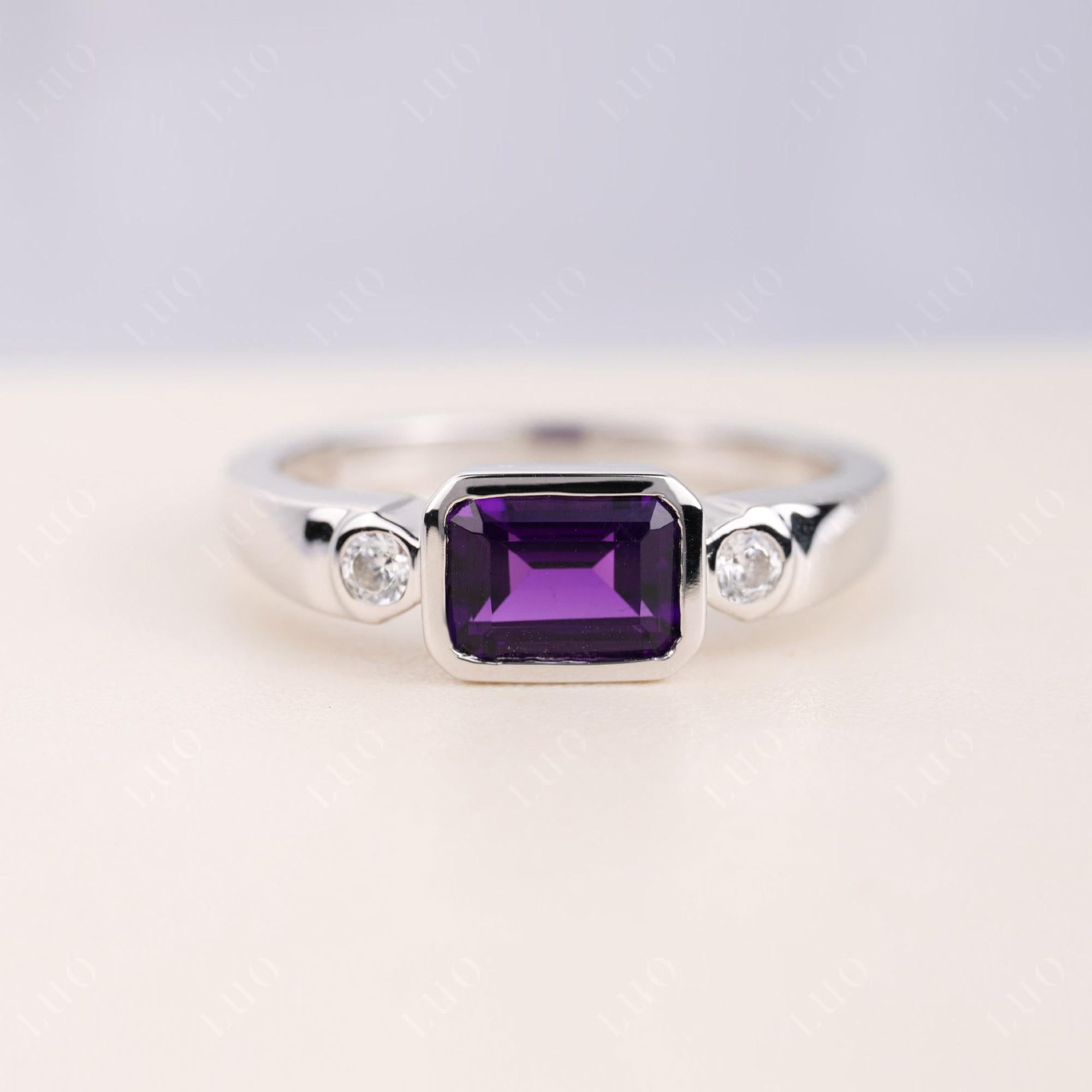 Antique Style Amethyst East West Ring - LUO Jewelry 