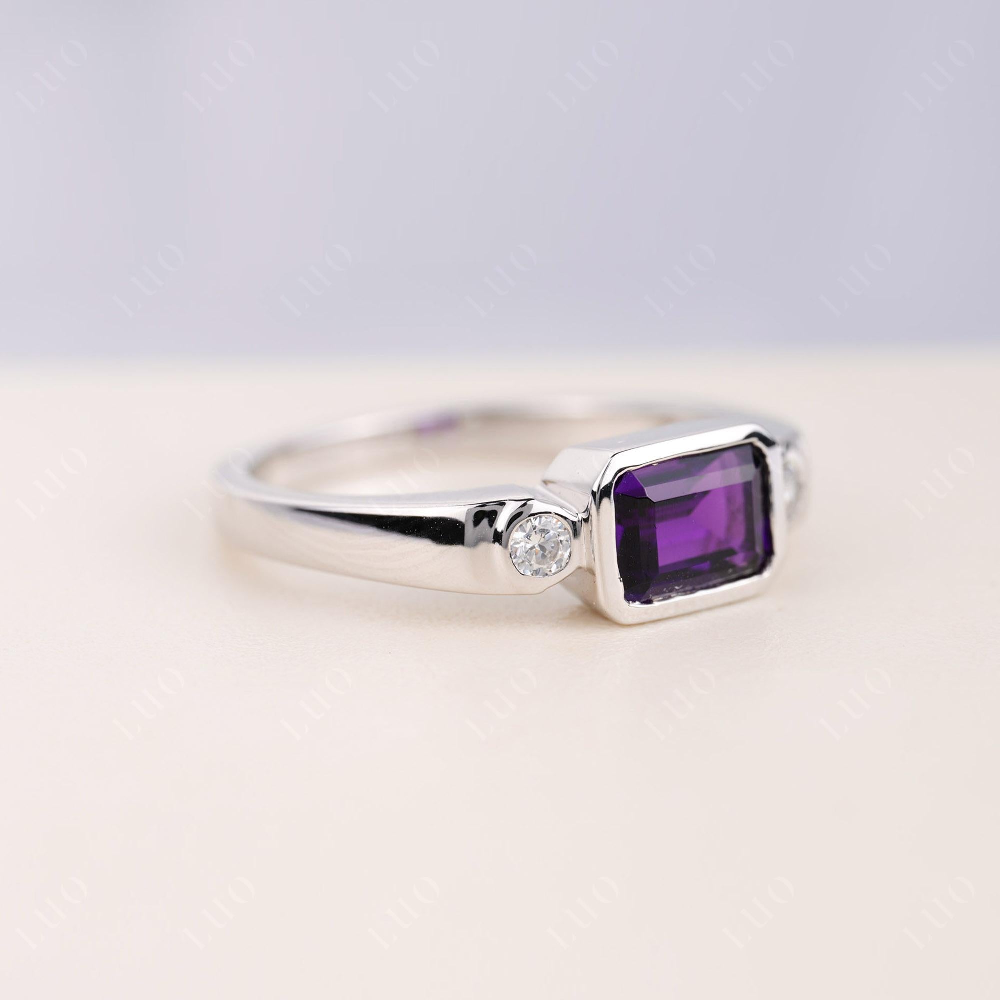 Antique Style Amethyst East West Ring - LUO Jewelry 