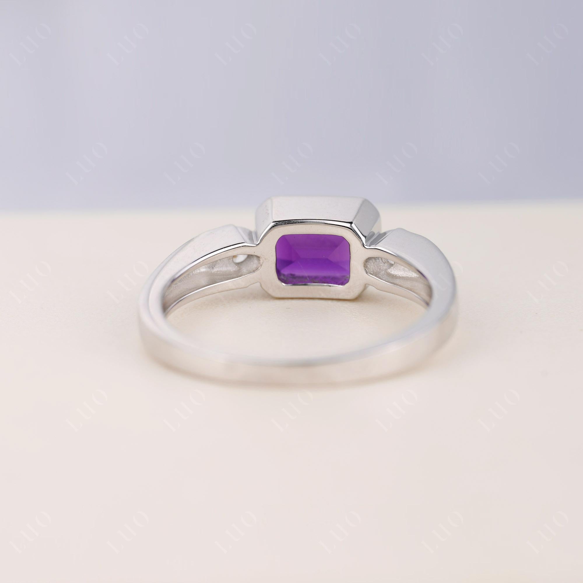 Antique Style Amethyst East West Ring - LUO Jewelry 