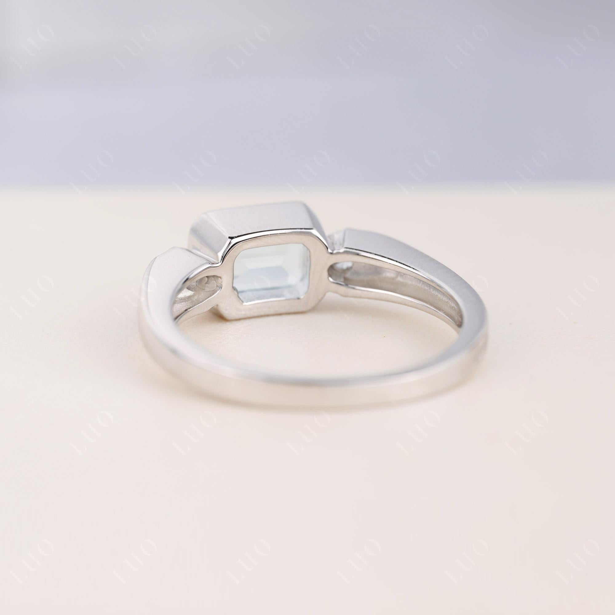 Antique Style Aquamarine East West Ring - LUO Jewelry 