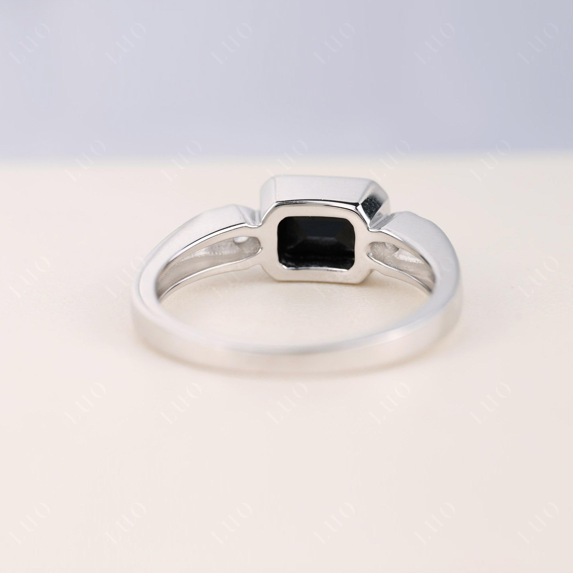 Antique Style Black Spinel East West Ring - LUO Jewelry 