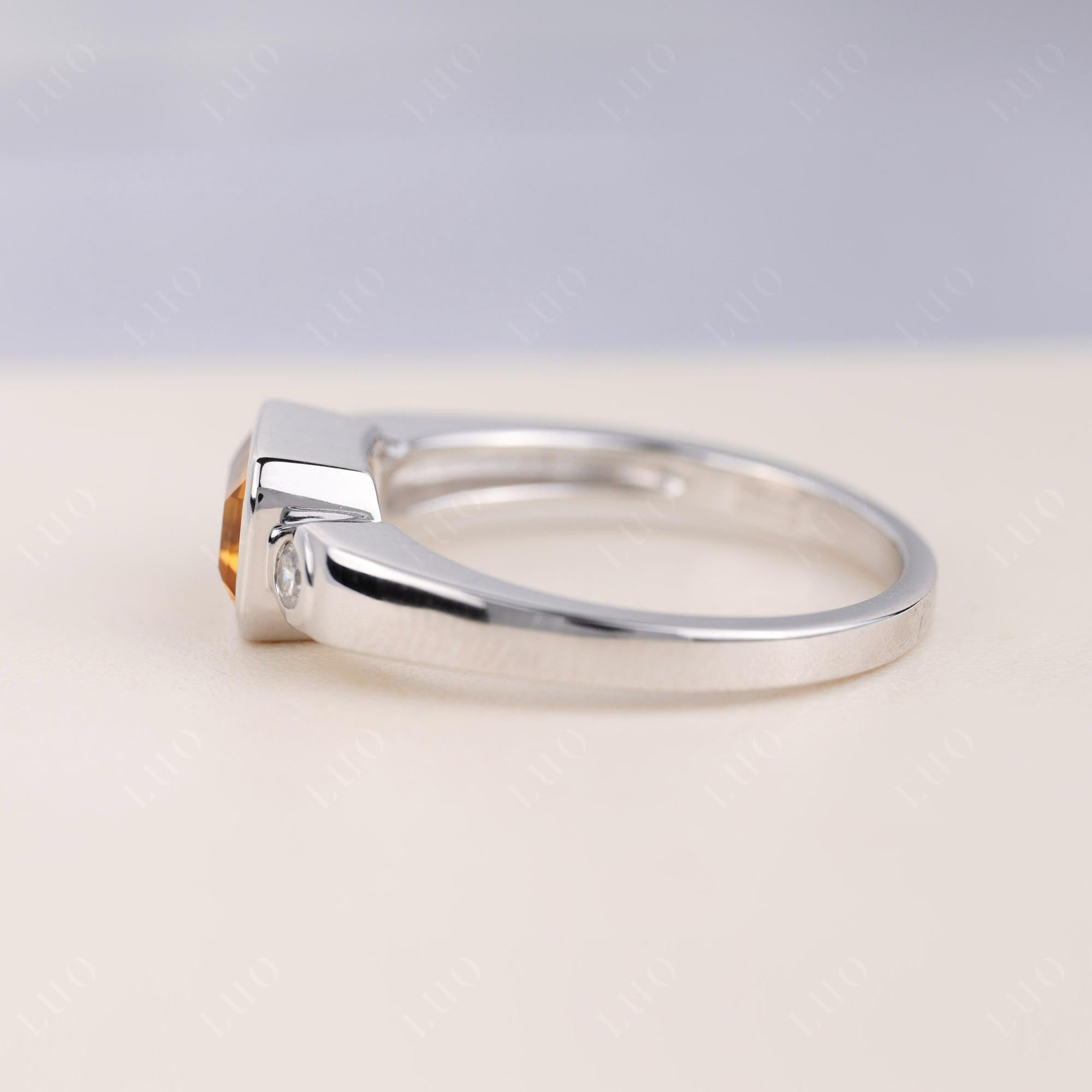 Citrine Bezel Emerald Cut Ring - LUO Jewelry 