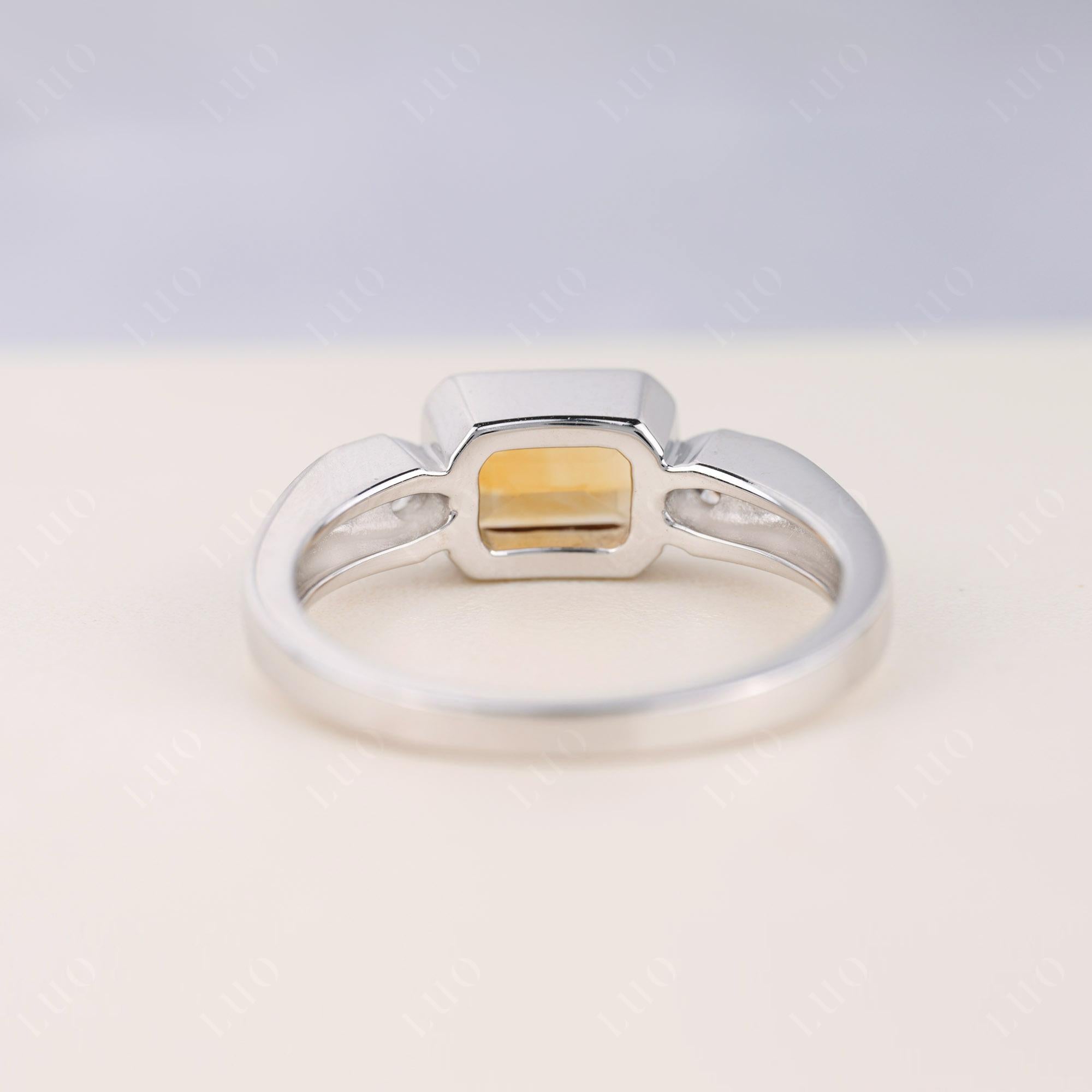 Citrine Bezel Emerald Cut Ring - LUO Jewelry 