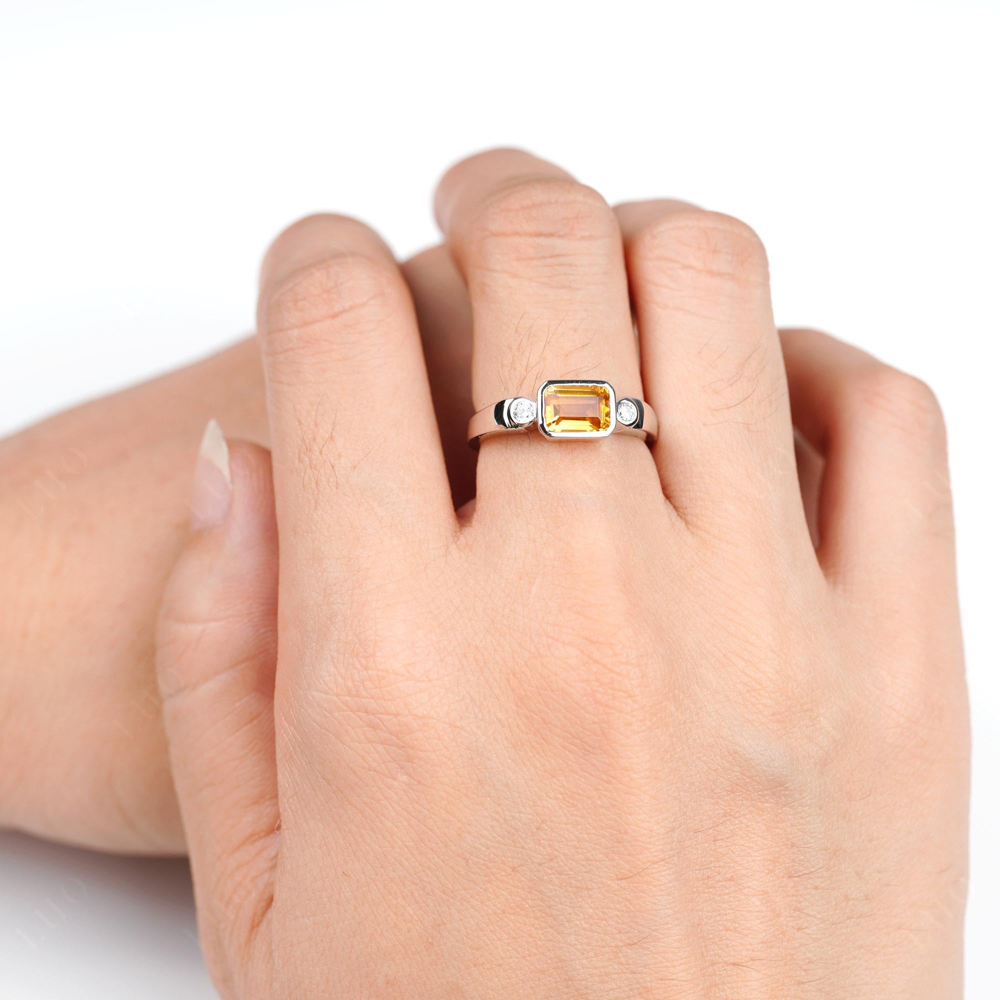 Citrine Bezel Emerald Cut Ring - LUO Jewelry 