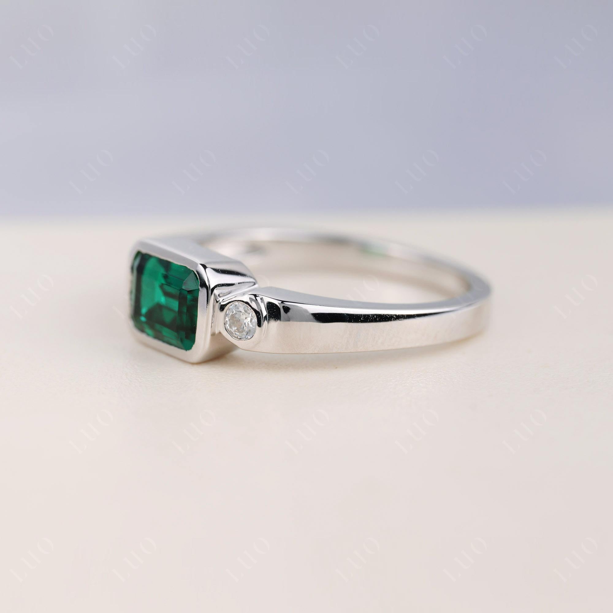 Antique Style Emerald East West Ring - LUO Jewelry 