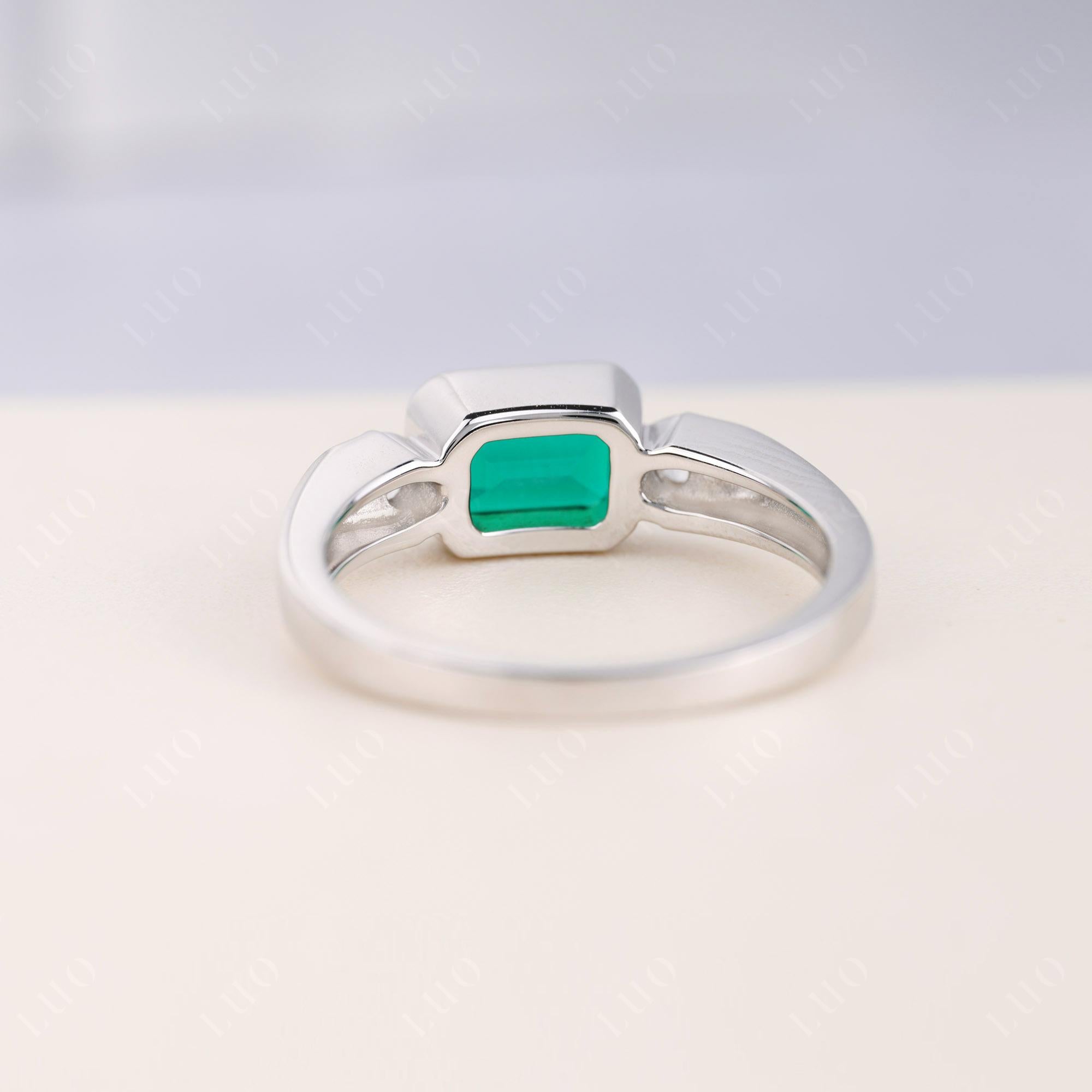 Antique Style Emerald East West Ring - LUO Jewelry 