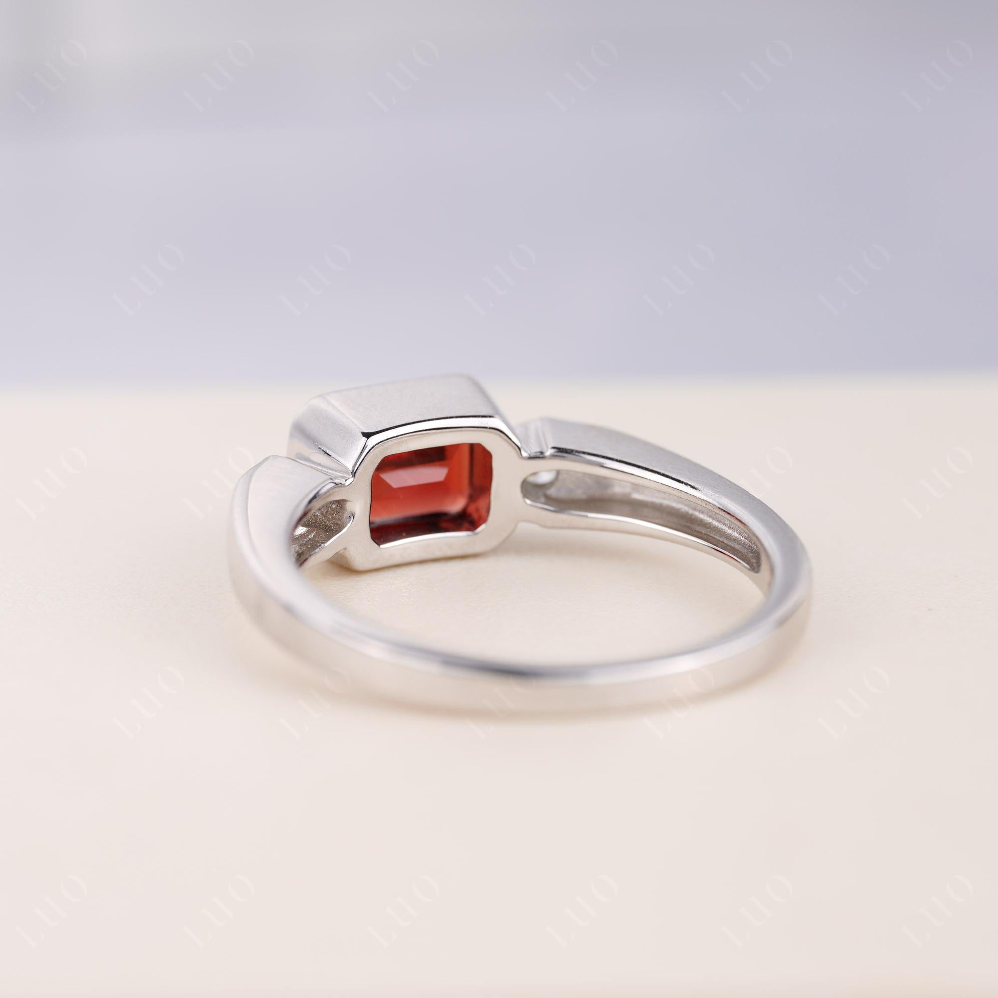 Garnet Bezel Emerald Cut Ring - LUO Jewelry 