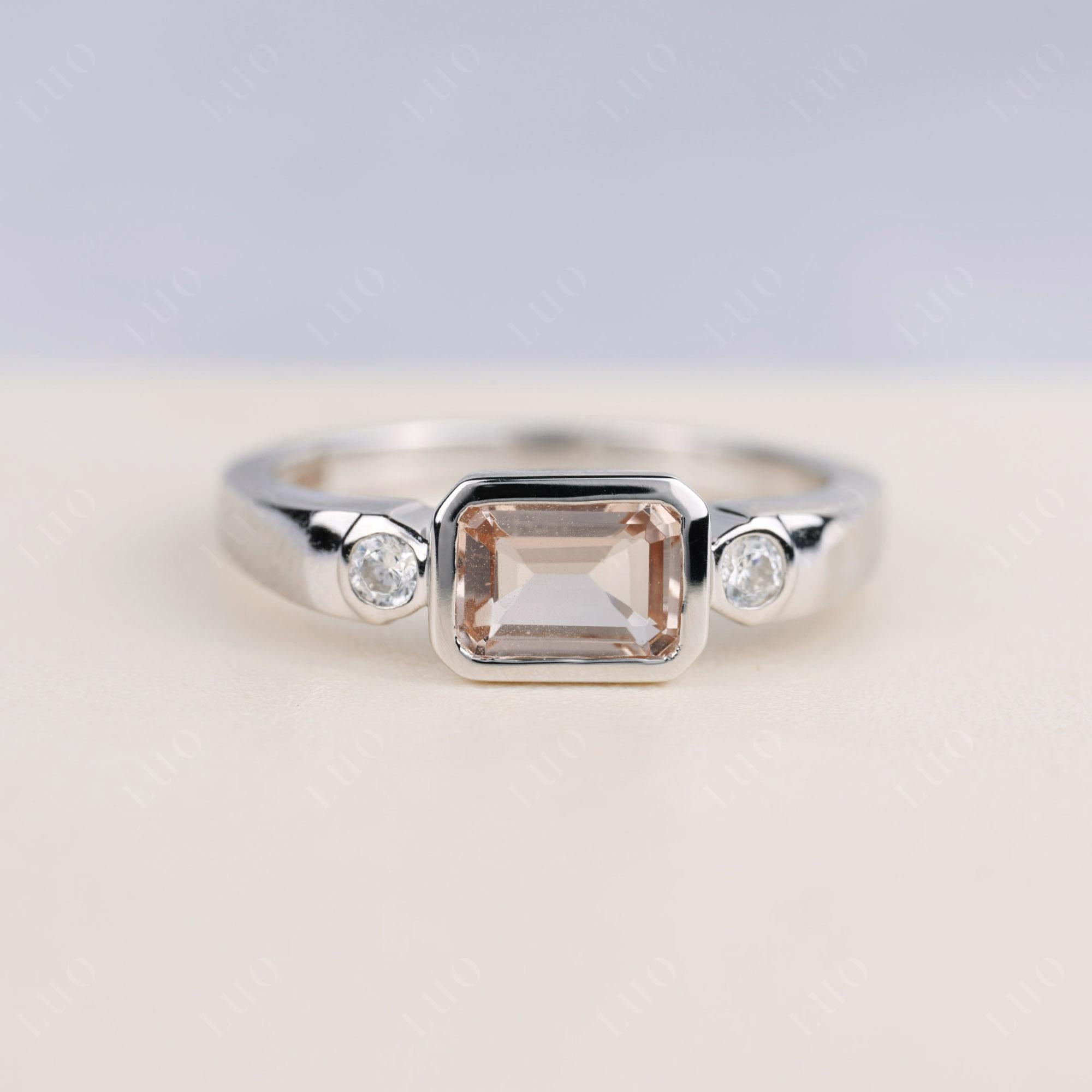 Antique Style Morganite East West Ring - LUO Jewelry 