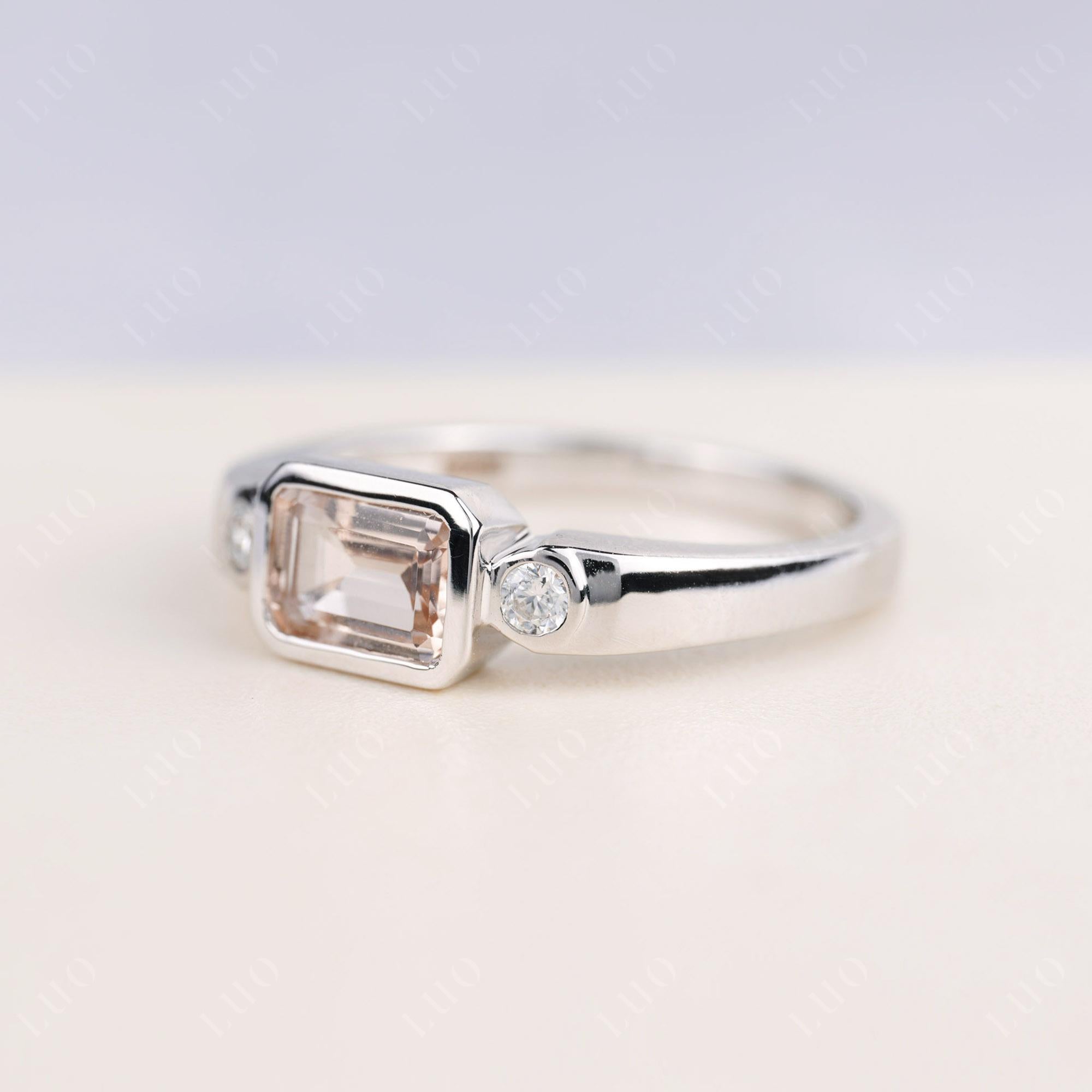 Antique Style Morganite East West Ring - LUO Jewelry 