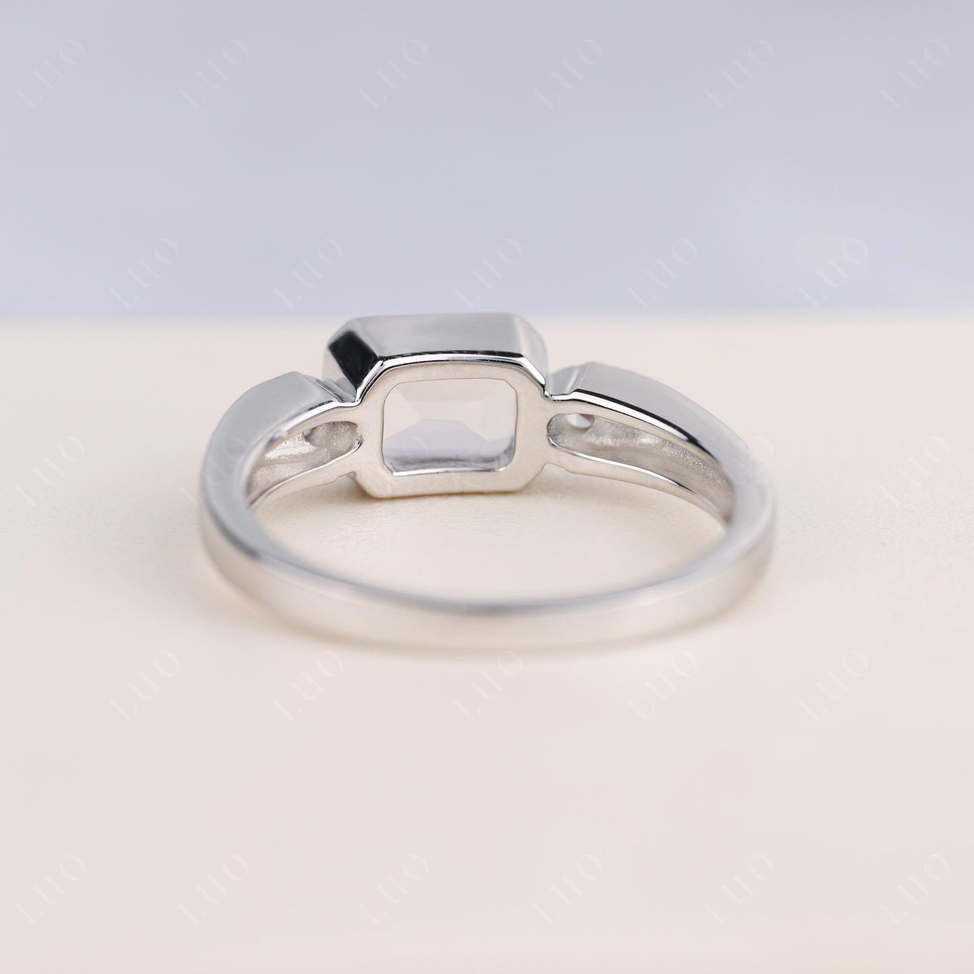 Rose Quartz Bezel Emerald Cut Ring - LUO Jewelry 