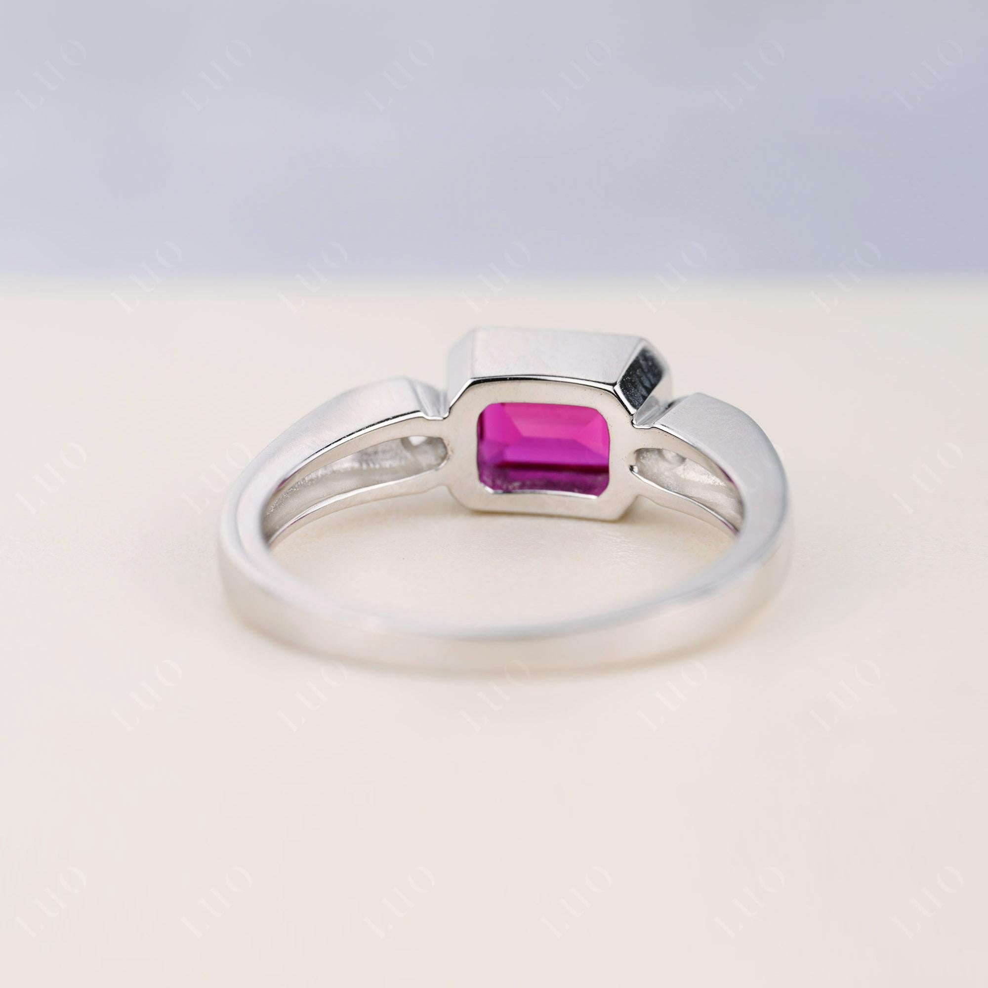 Ruby Bezel Emerald Cut Ring - LUO Jewelry 