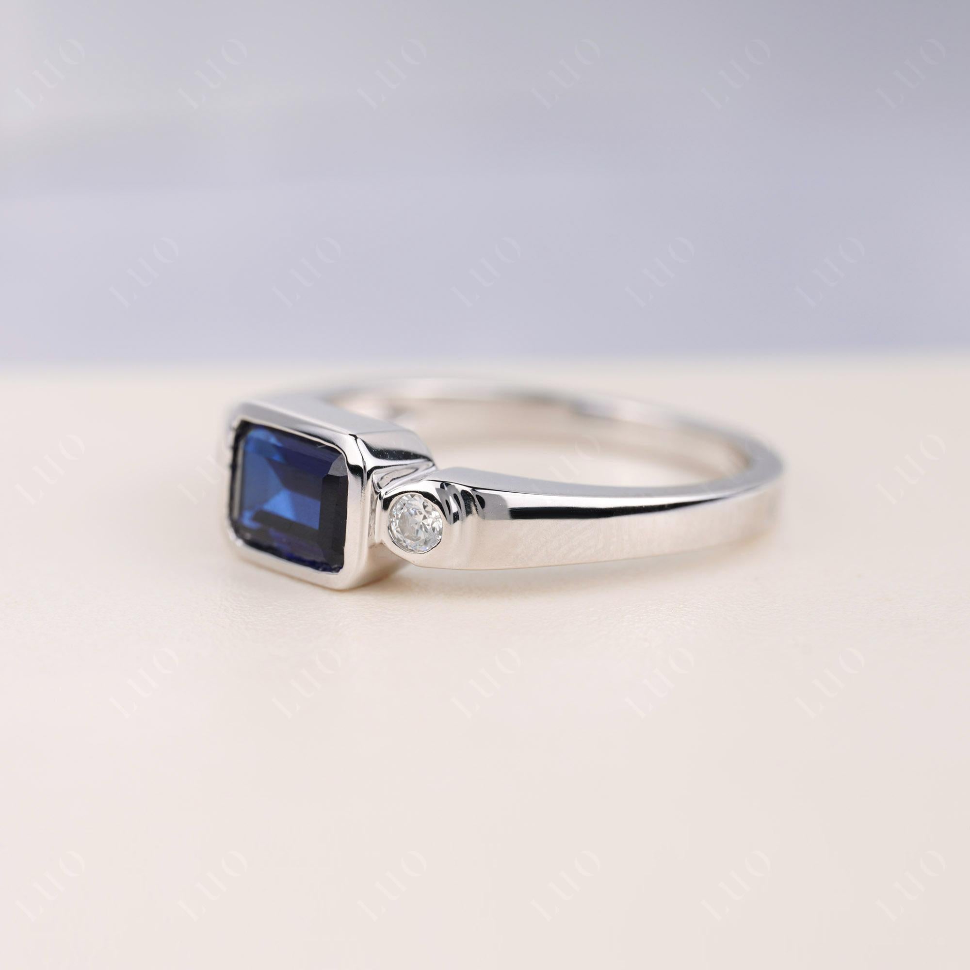 Antique Style Sapphire East West Ring - LUO Jewelry 