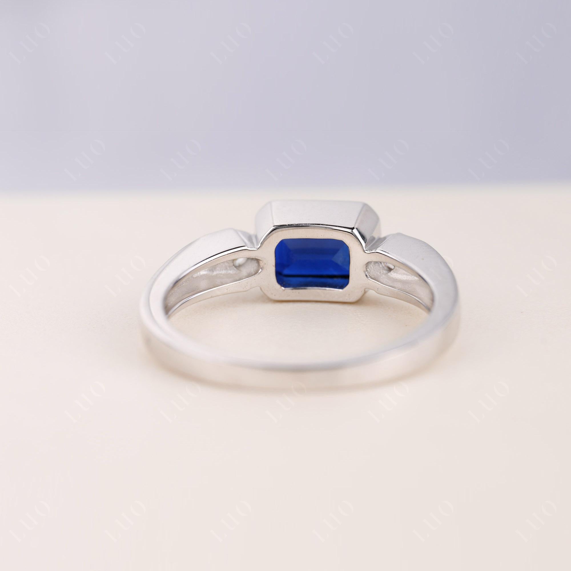 Antique Style Sapphire East West Ring - LUO Jewelry 