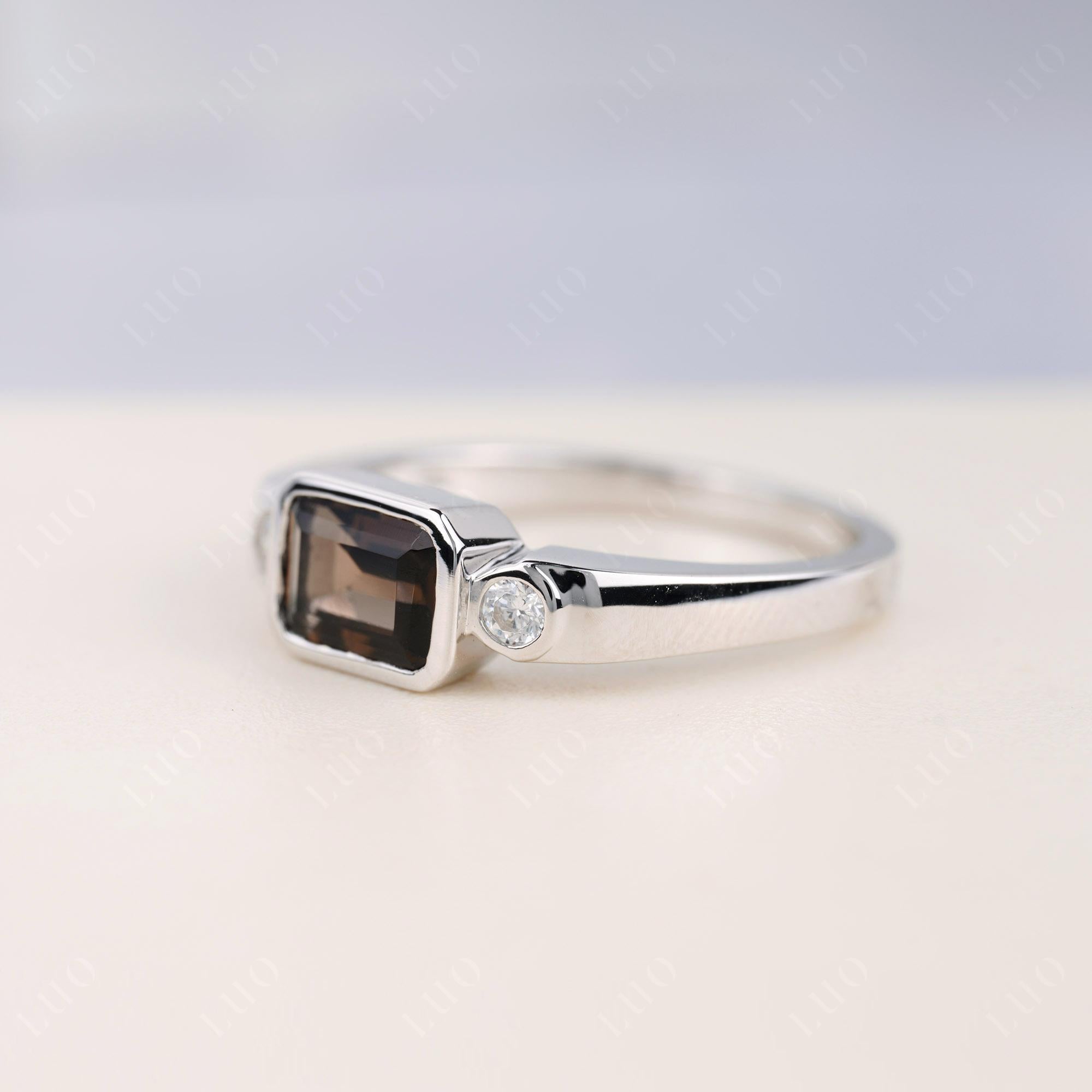 Antique Style Smoky Quartz East West Ring - LUO Jewelry 