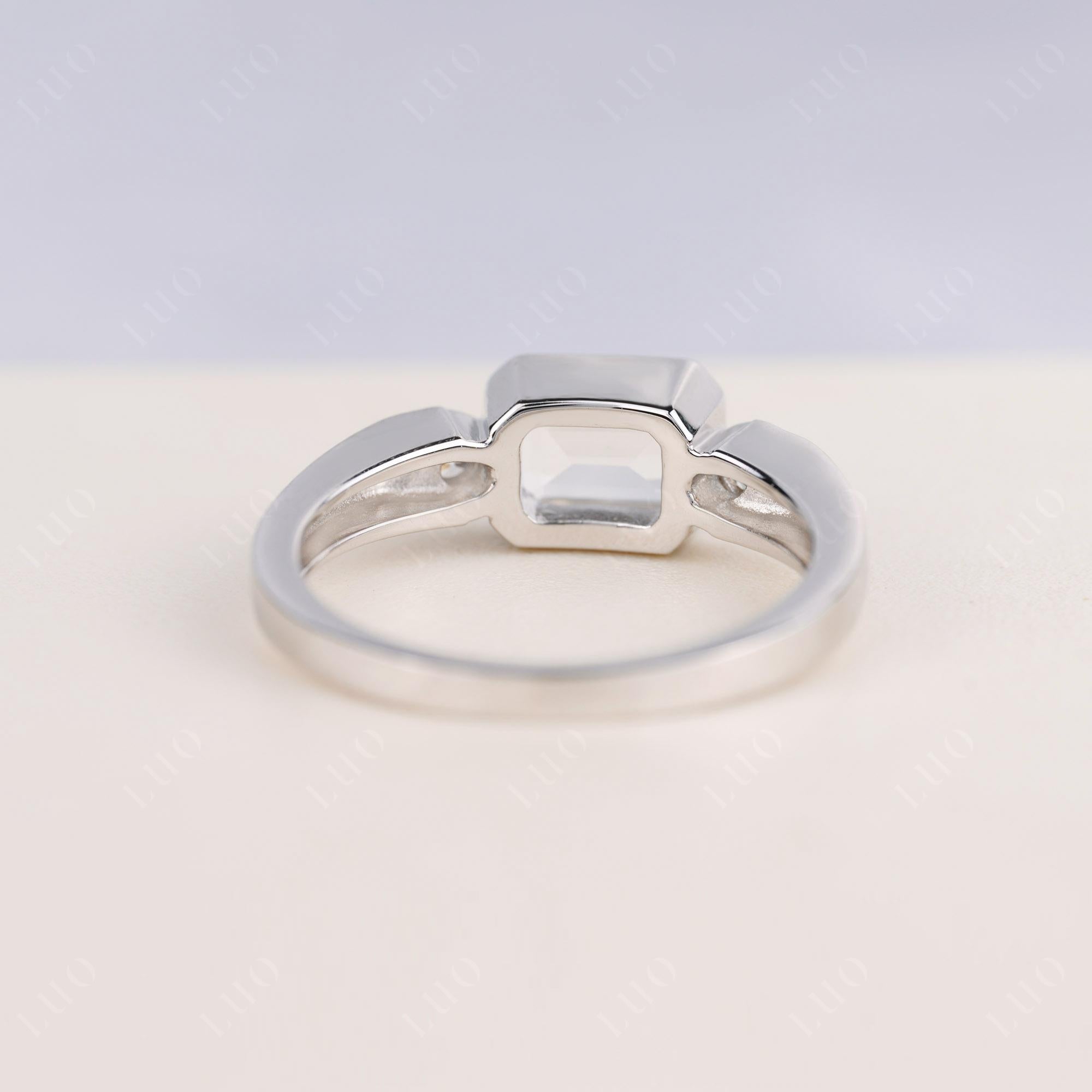 White Topaz Bezel Emerald Cut Ring - LUO Jewelry 