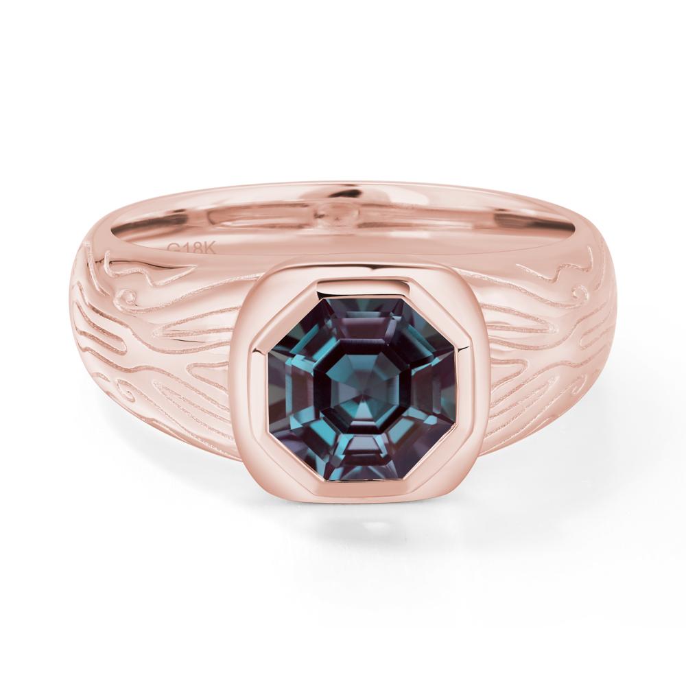 Cracked Rock Pattern Alexandrite Ring for Men - LUO Jewelry #metal_18k rose gold