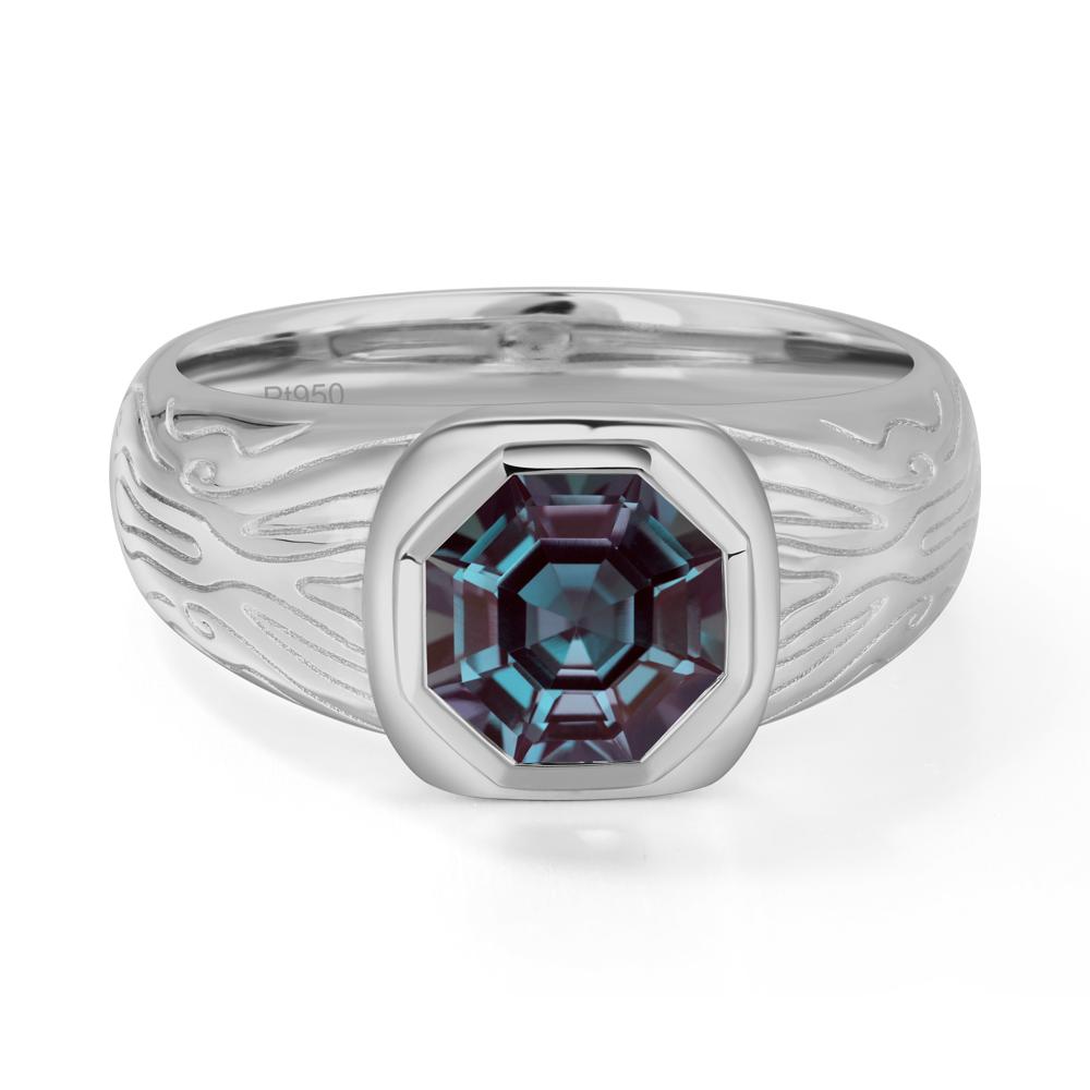 Cracked Rock Pattern Alexandrite Ring for Men - LUO Jewelry #metal_platinum