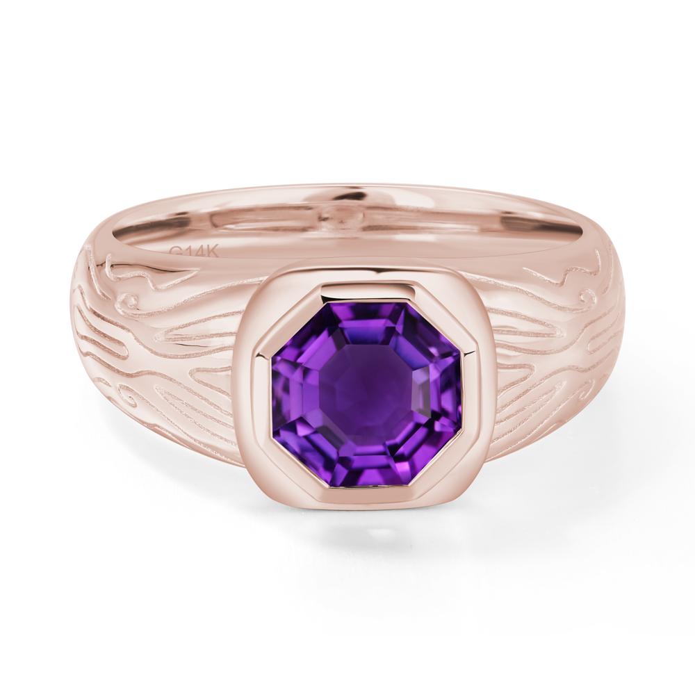 Octagon Cut Amethyst Ring for Men - LUO Jewelry #metal_14k rose gold