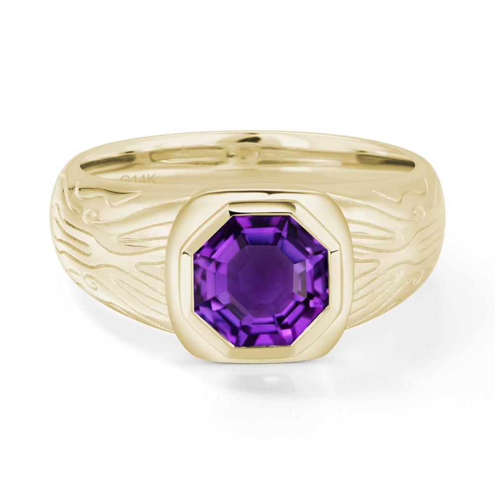 Octagon Cut Amethyst Ring for Men - LUO Jewelry #metal_14k yellow gold