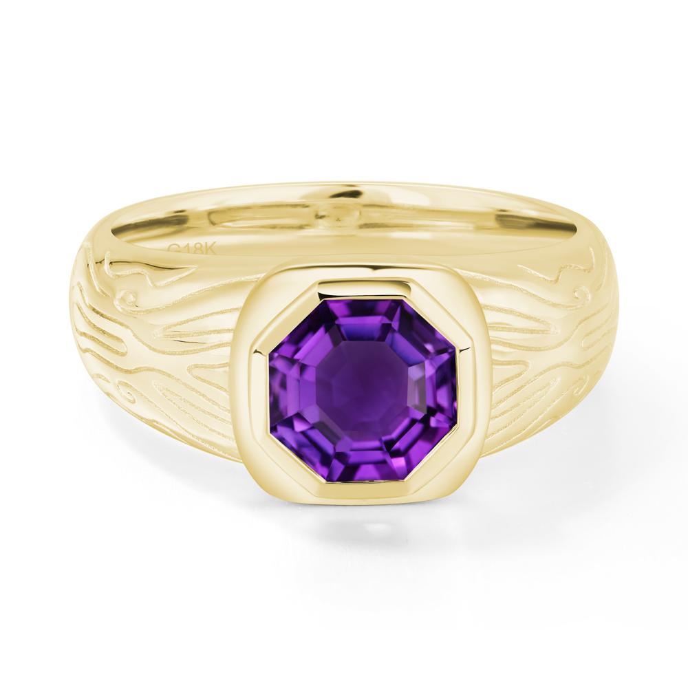 Octagon Cut Amethyst Ring for Men - LUO Jewelry #metal_18k yellow gold