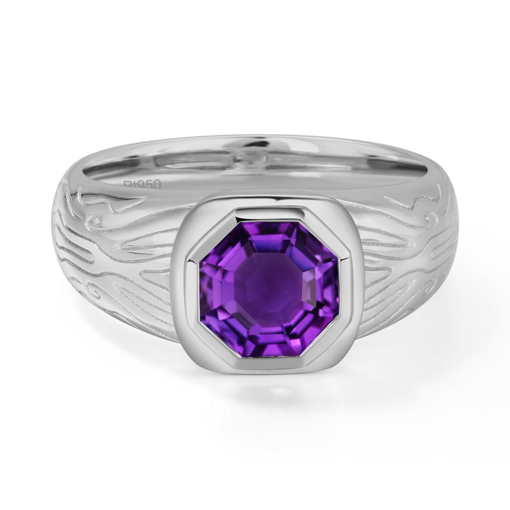 Octagon Cut Amethyst Ring for Men - LUO Jewelry #metal_platinum