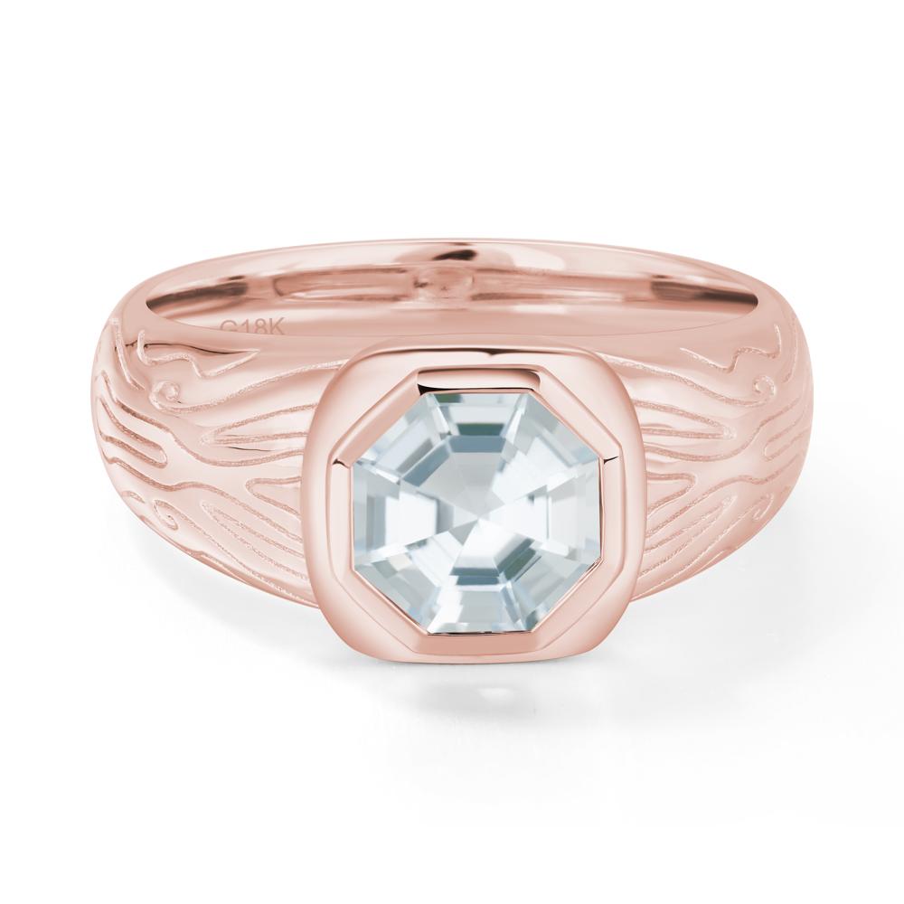 Cracked Rock Pattern Aquamarine Ring for Men - LUO Jewelry #metal_18k rose gold