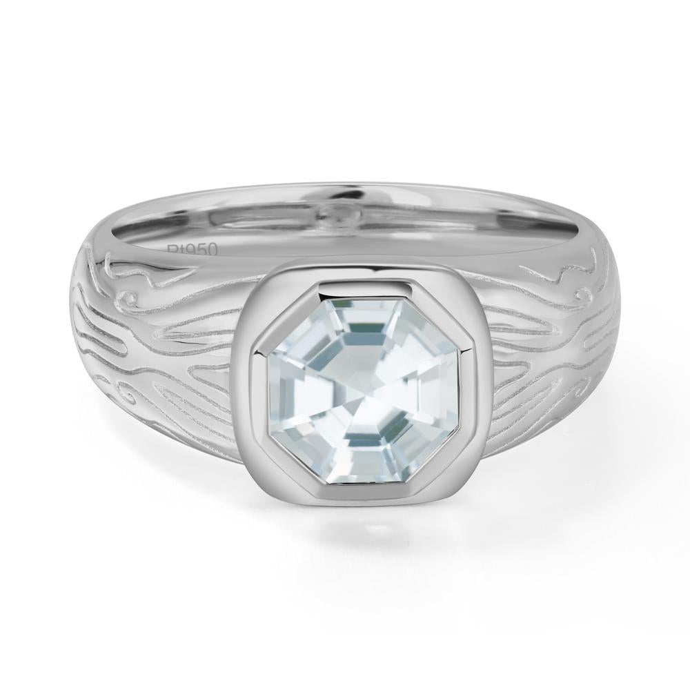 Cracked Rock Pattern Aquamarine Ring for Men - LUO Jewelry #metal_platinum