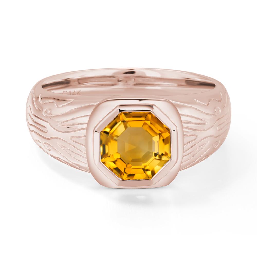 Cracked Rock Pattern Citrine Ring for Men - LUO Jewelry #metal_14k rose gold