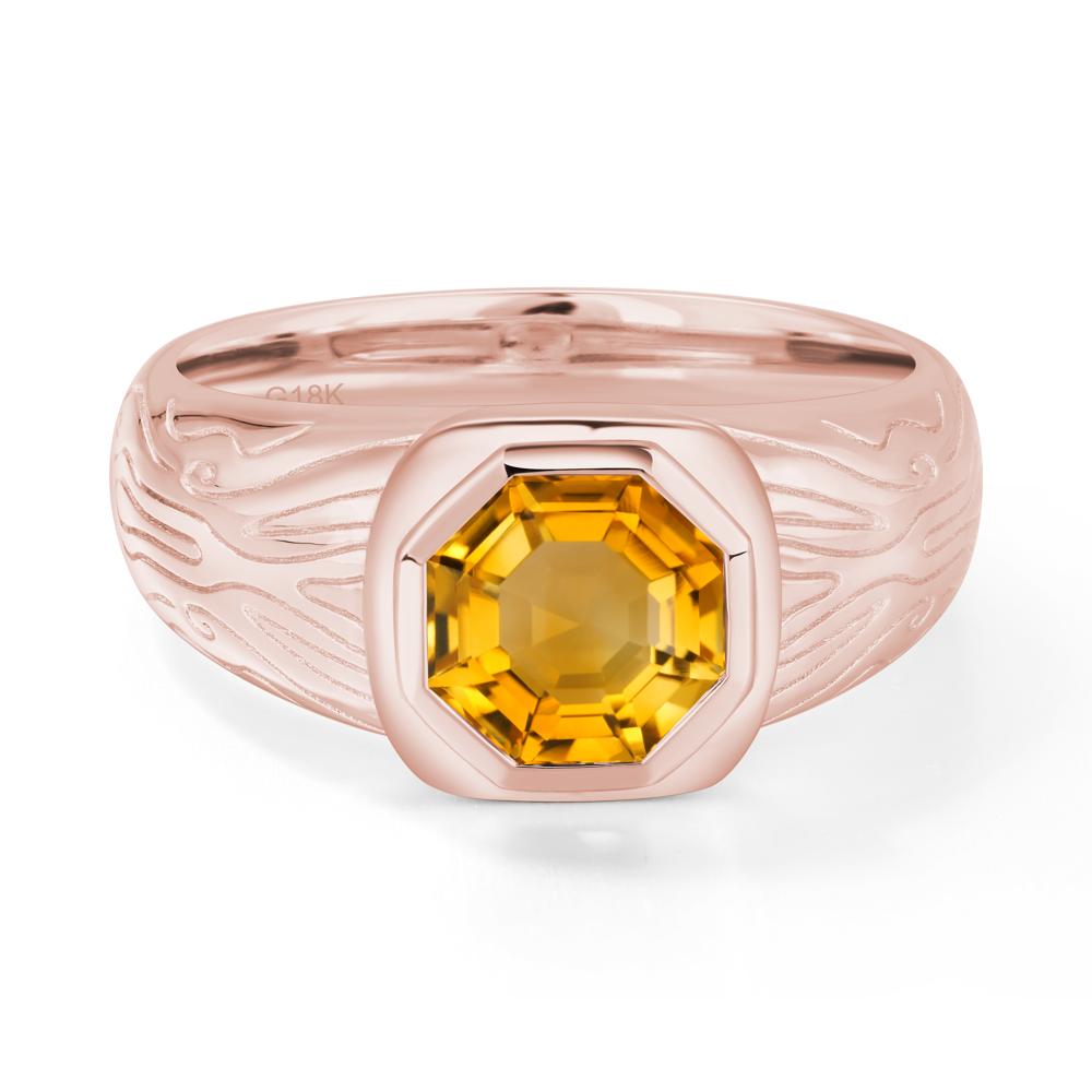 Cracked Rock Pattern Citrine Ring for Men - LUO Jewelry #metal_18k rose gold