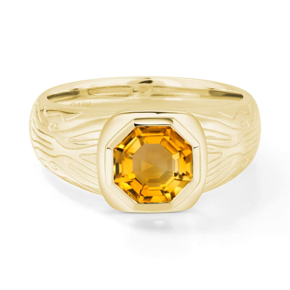 Cracked Rock Pattern Citrine Ring for Men - LUO Jewelry #metal_18k yellow gold