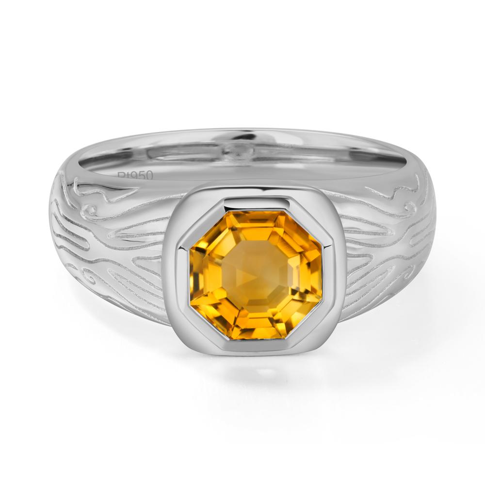 Cracked Rock Pattern Citrine Ring for Men - LUO Jewelry #metal_platinum