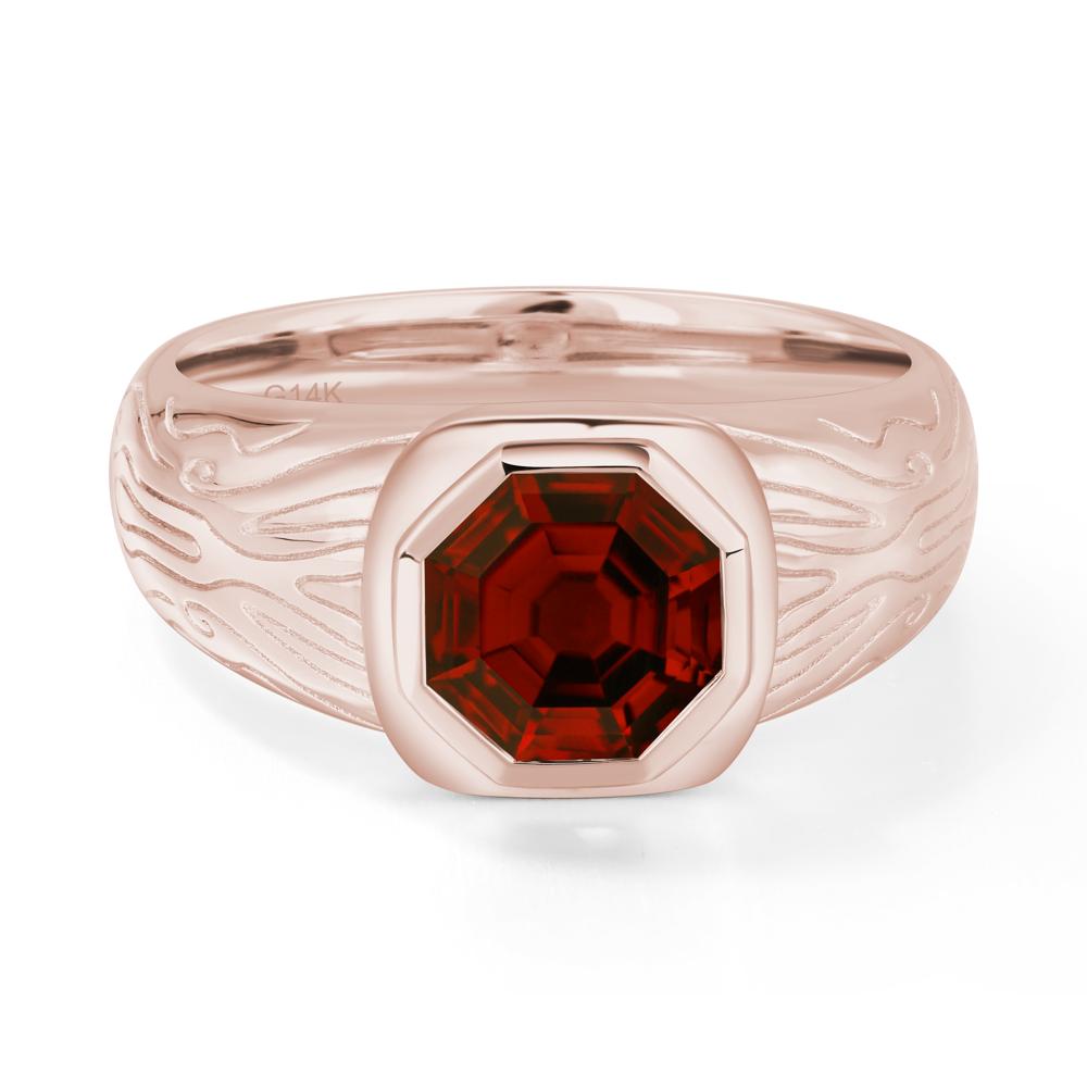 Octagon Cut Garnet Ring for Men - LUO Jewelry #metal_14k rose gold