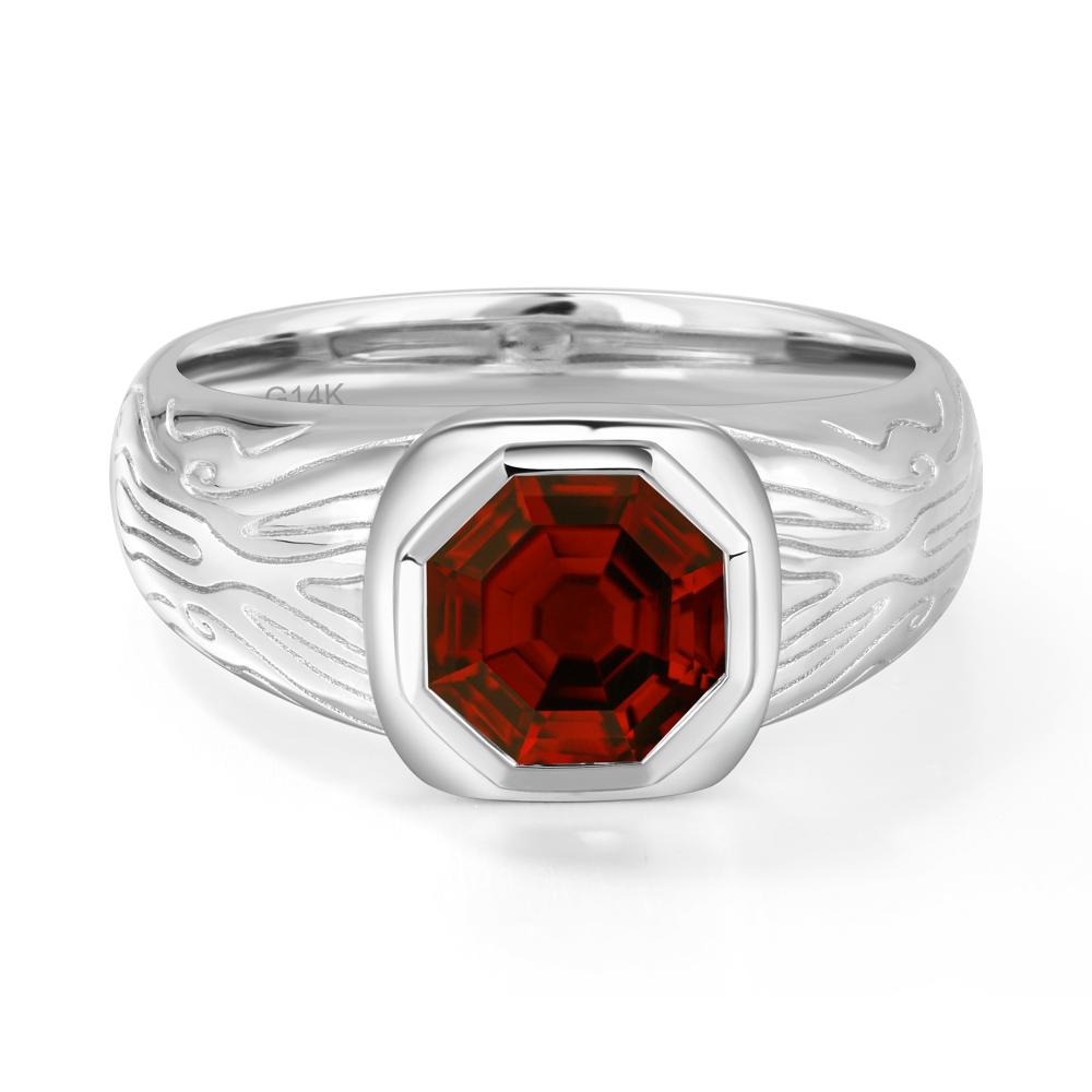 Octagon Cut Garnet Ring for Men - LUO Jewelry #metal_14k white gold