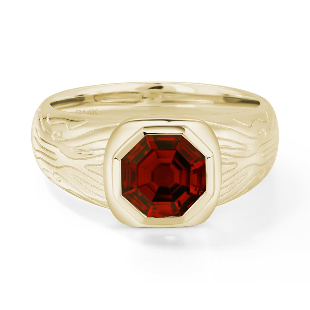 Octagon Cut Garnet Ring for Men - LUO Jewelry #metal_14k yellow gold