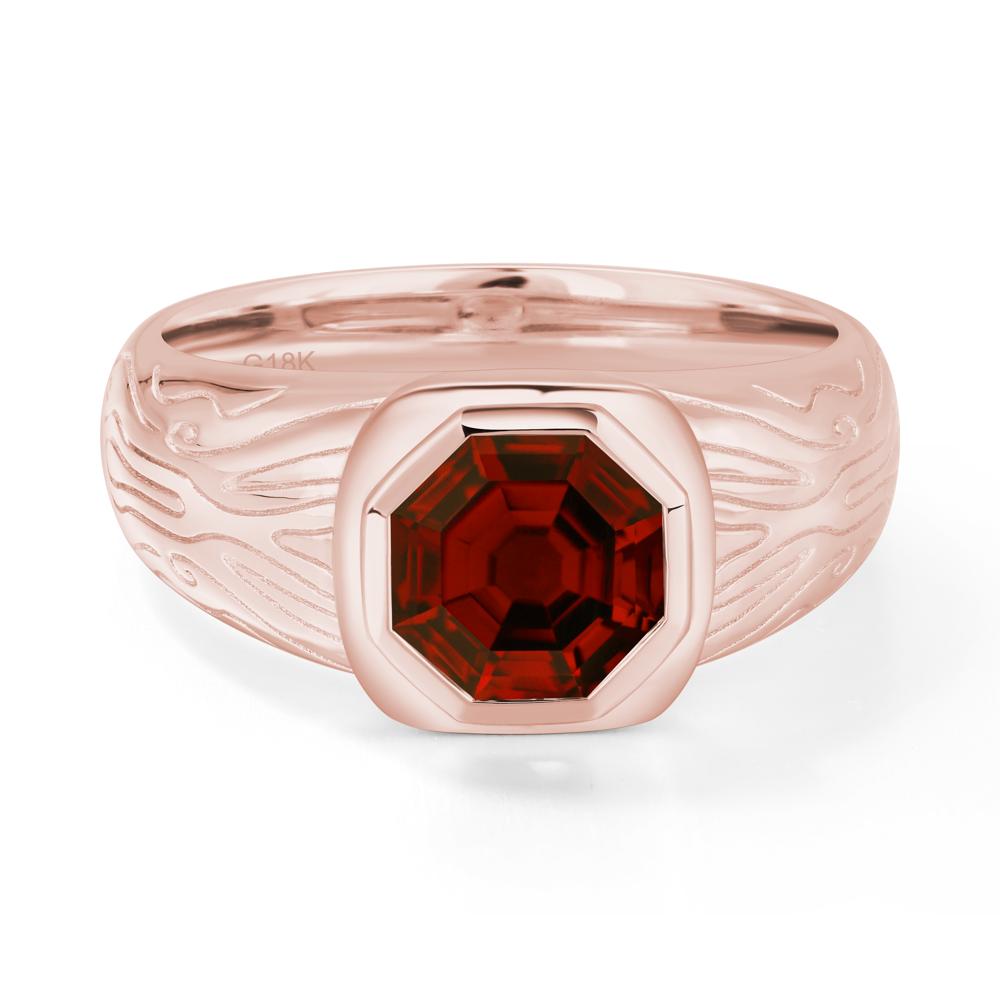 Octagon Cut Garnet Ring for Men - LUO Jewelry #metal_18k rose gold