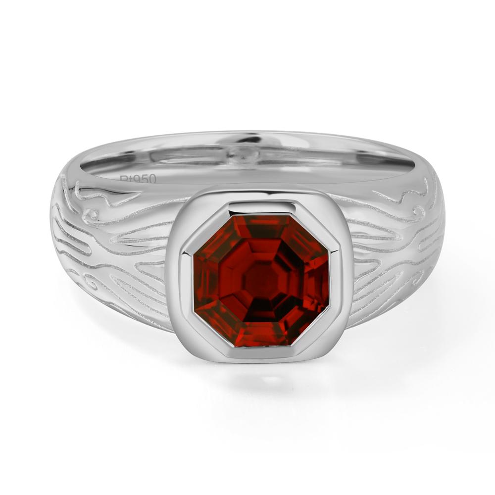 Octagon Cut Garnet Ring for Men - LUO Jewelry #metal_platinum