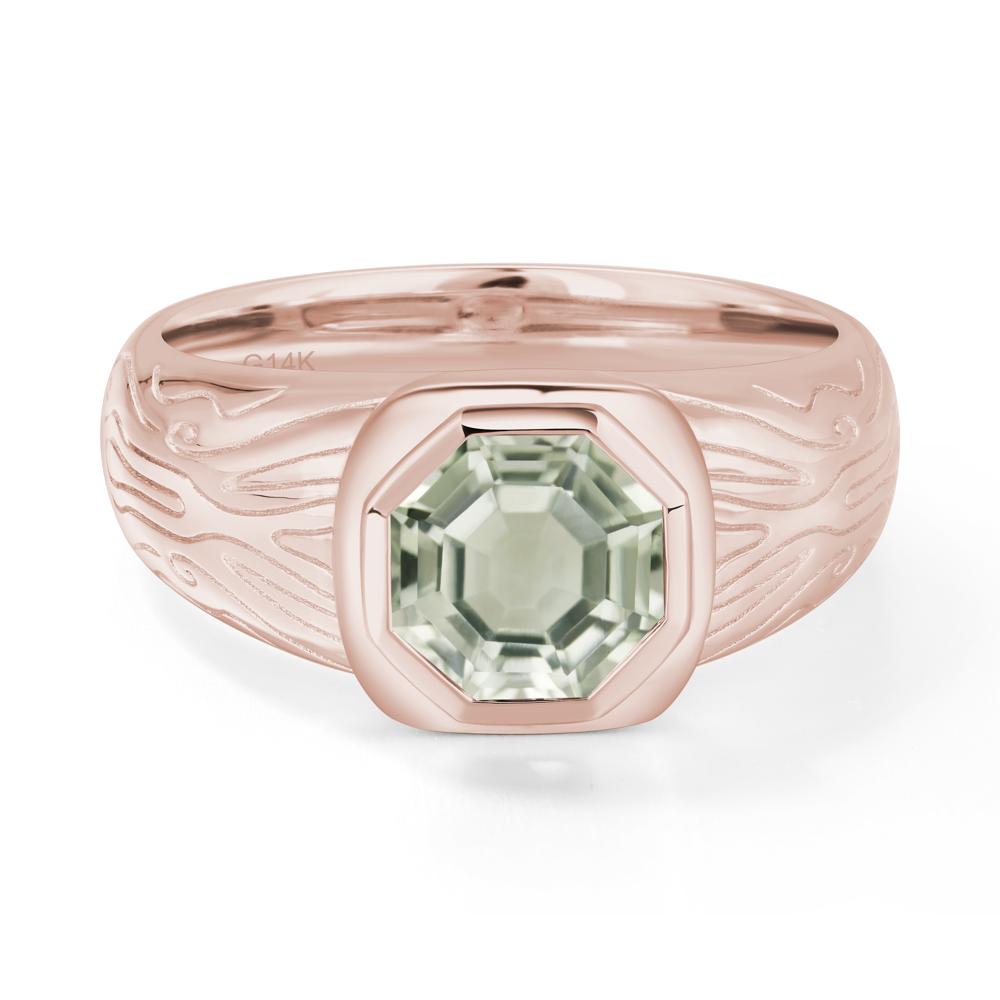 Octagon Cut Green Amethyst Ring for Men - LUO Jewelry #metal_14k rose gold