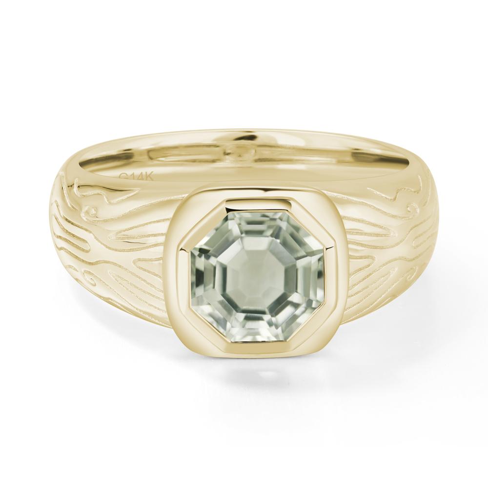 Octagon Cut Green Amethyst Ring for Men - LUO Jewelry #metal_14k yellow gold